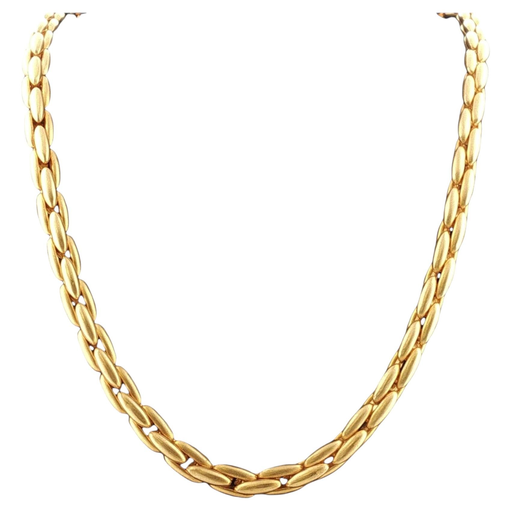 Italian Brushed Satin Finish 18 Karat Yellow Gold Link Necklace 17.25 Inches