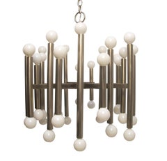 Gaetano Sciolari Brushed Stainless Steel Light Fixture, Italian Mid-20th Century