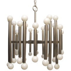 Gaetano Sciolari Brushed Stainless Steel Light Fixture, Italian Mid-20th Century