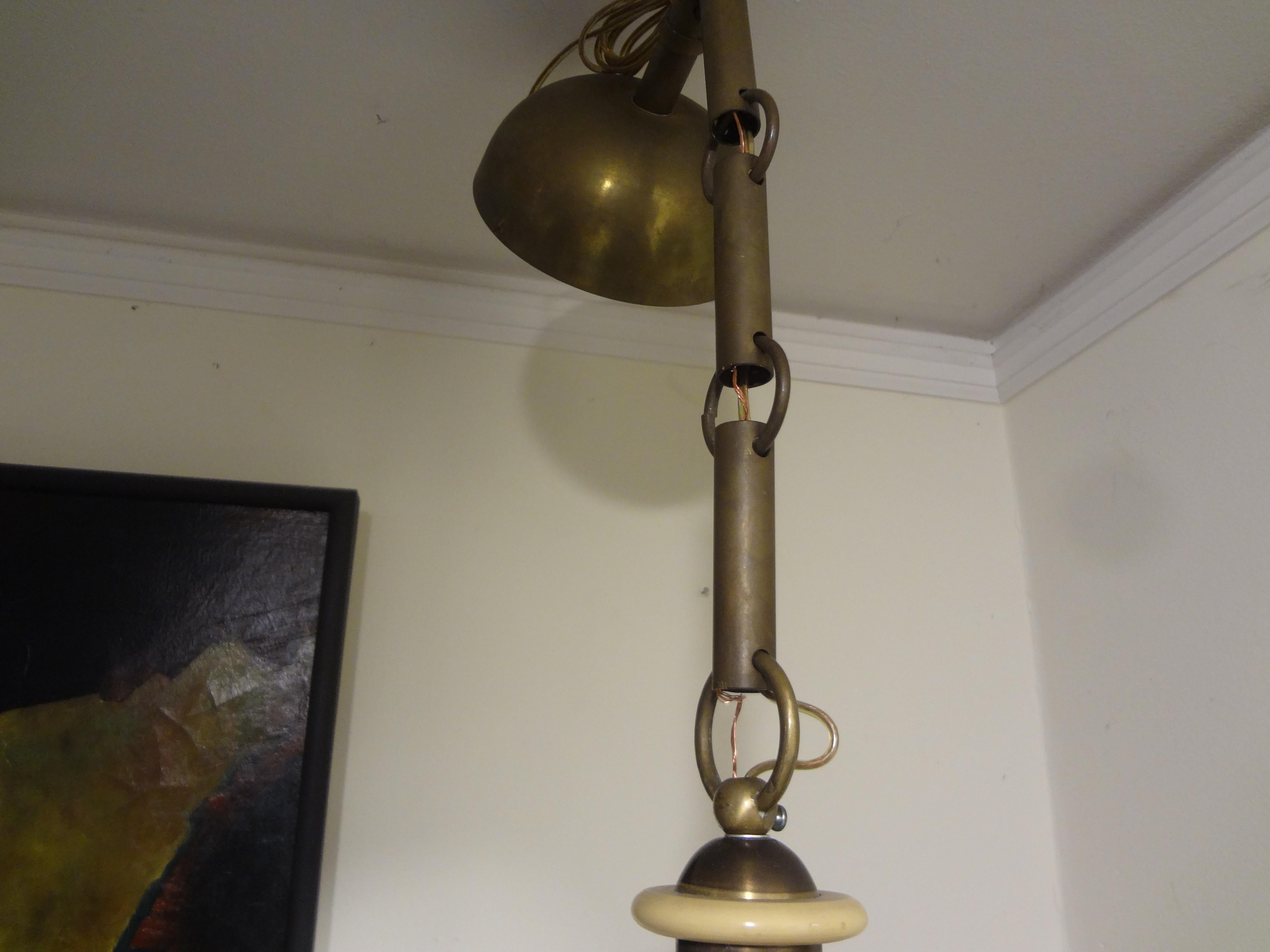 Italian Brutalist Brass and Bakelite Chandelier by Nucleo Forme For Sale 6