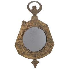 Espejo de pared italiano de estilo brutalista, de bronce fundido, diseñado por Renato Vanzelli, Padua, hacia 1970