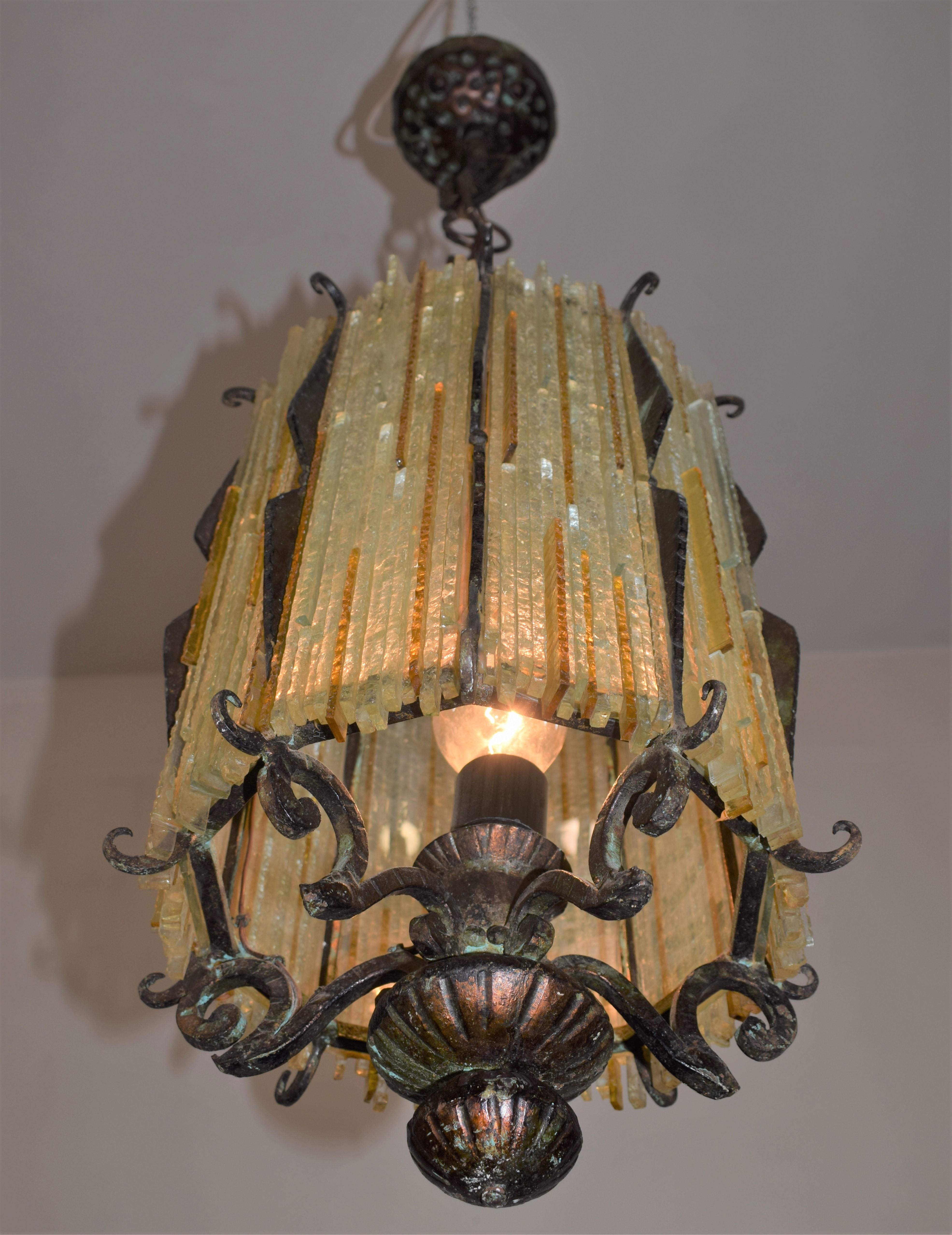 Italian Brutalist Chandelier by Poliarte, 1970s In Good Condition In Palermo, PA