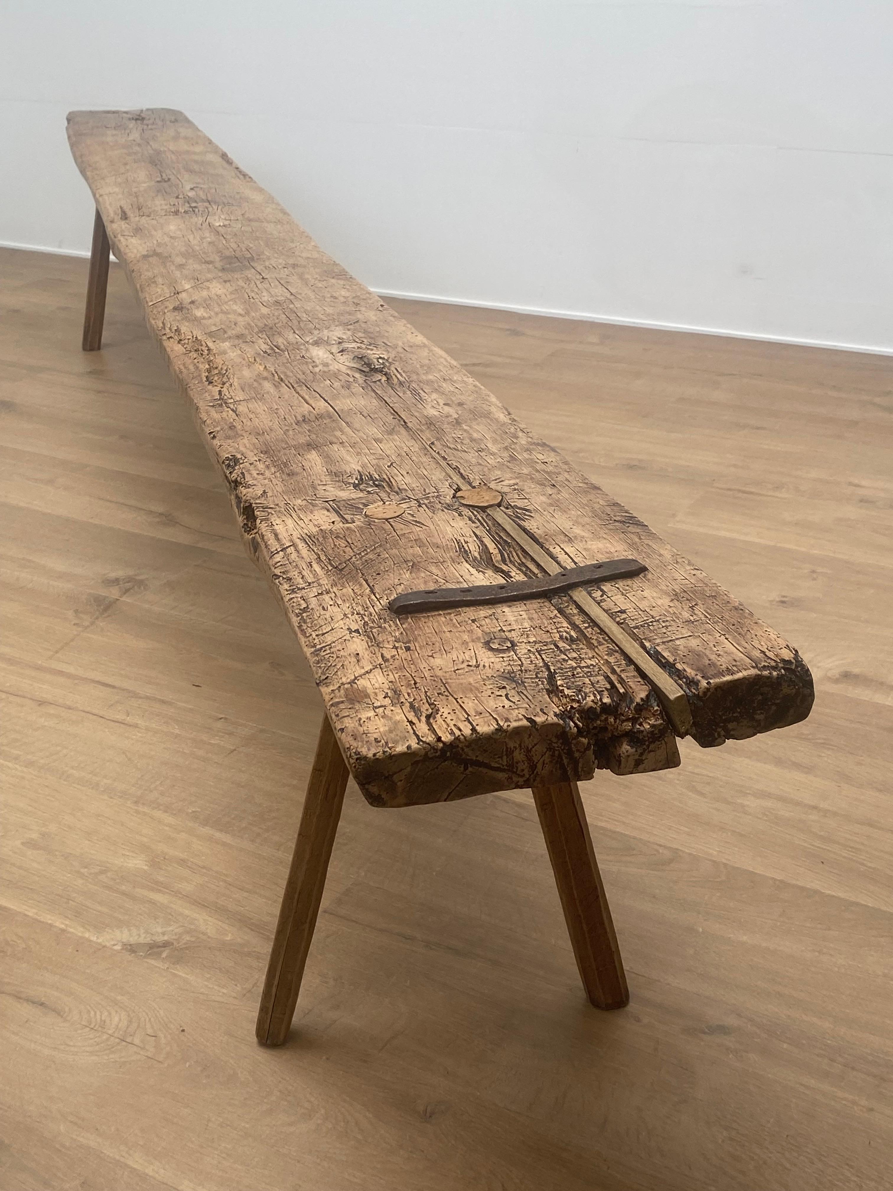 Italian Brutalist Farmers Bench in A Bleached Fruitwood 11