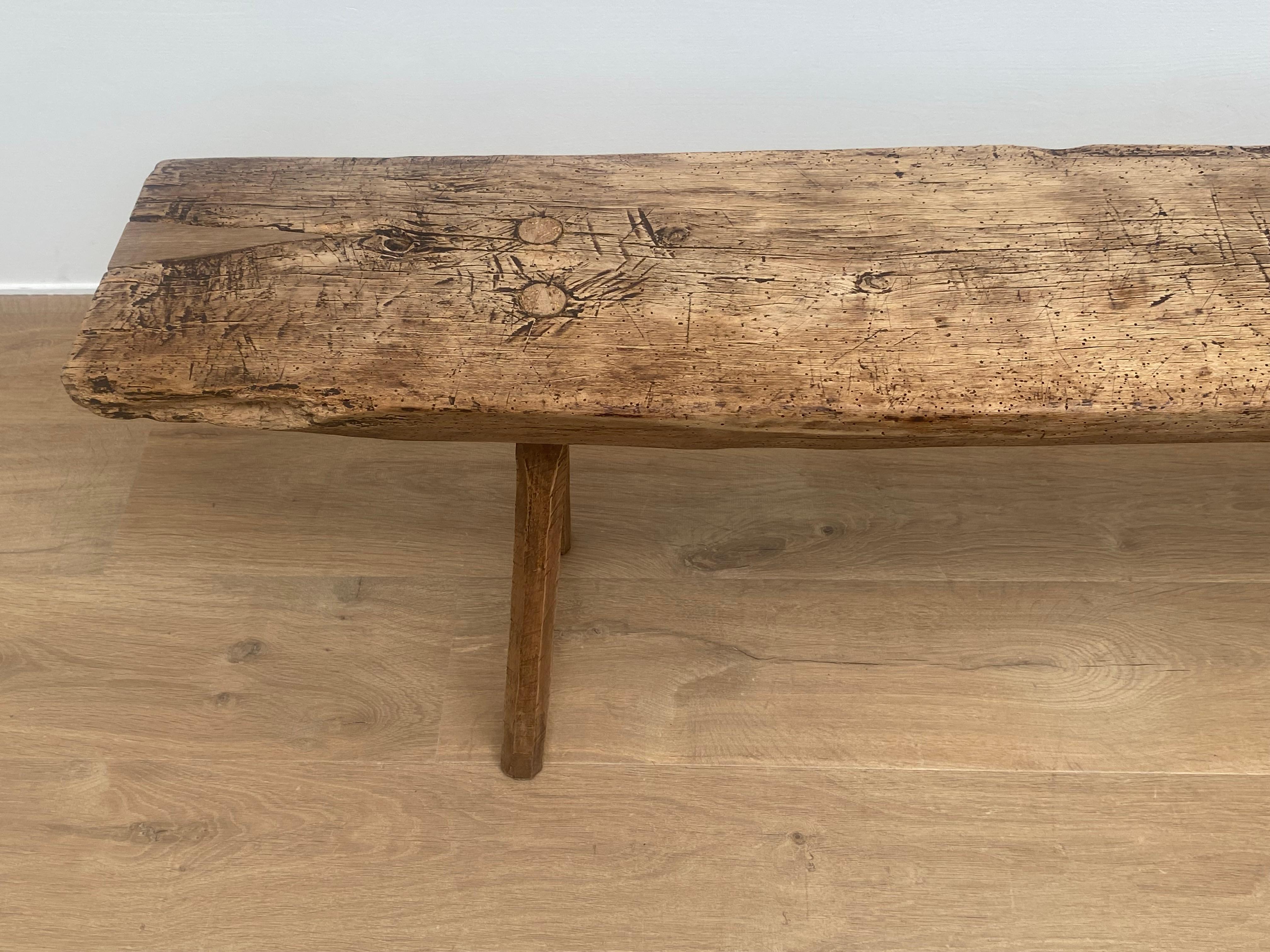Italian Brutalist Farmers Bench in A Bleached Fruitwood 2