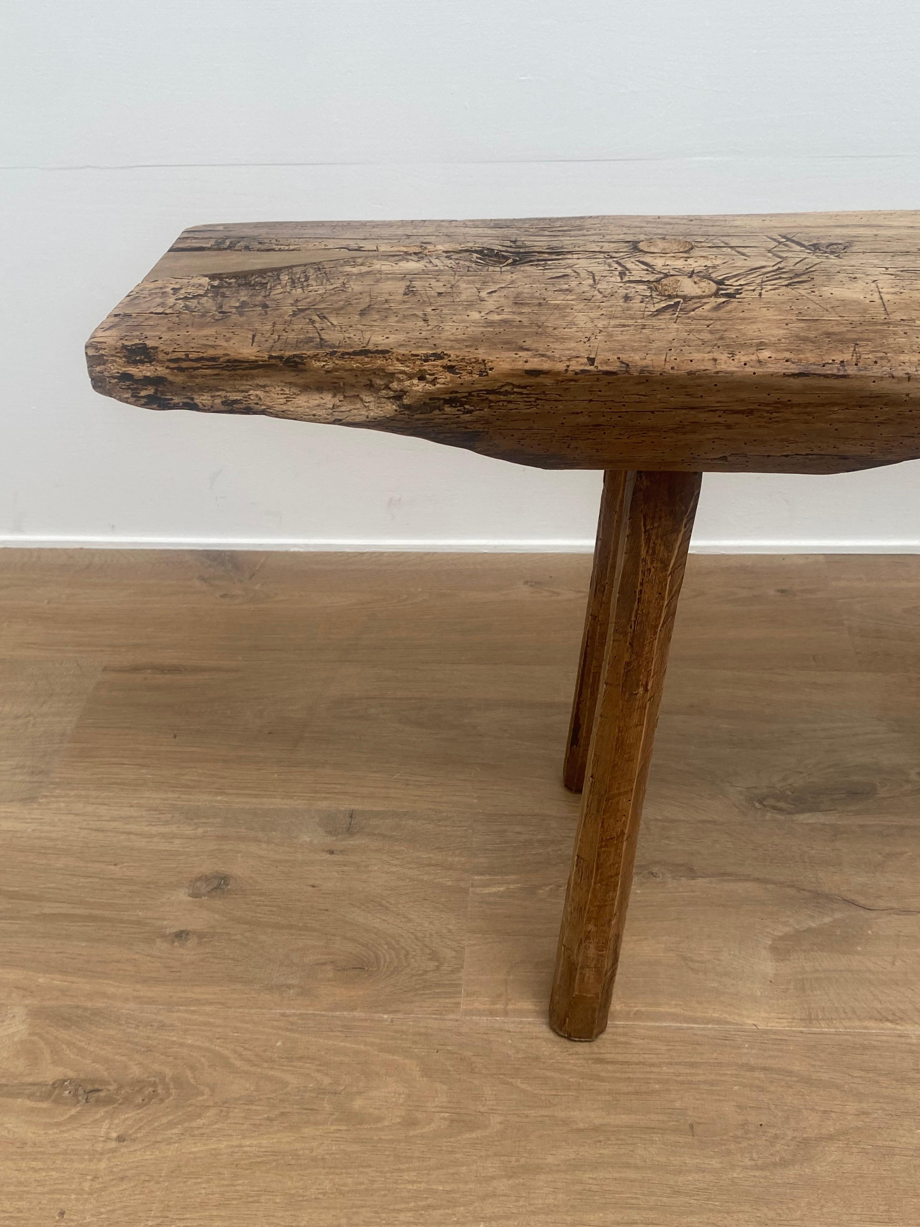 Italian Brutalist Farmers Bench in A Bleached Fruitwood 5