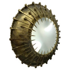 Italian Brutalist Flush Mount in Handwrought and Lacquered Iron, circa 1970