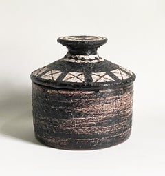 Italienische brutalistische, geometrisch gestaltete Keramikdose mit Deckel für Rosenthal Netter, 1960er Jahre