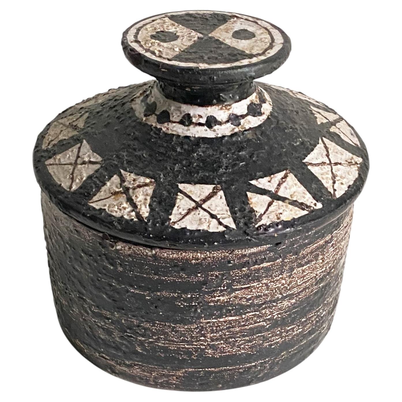 Italian Brutalist Geometric Ceramic Lidded Box for Rosenthal Netter, 1960s