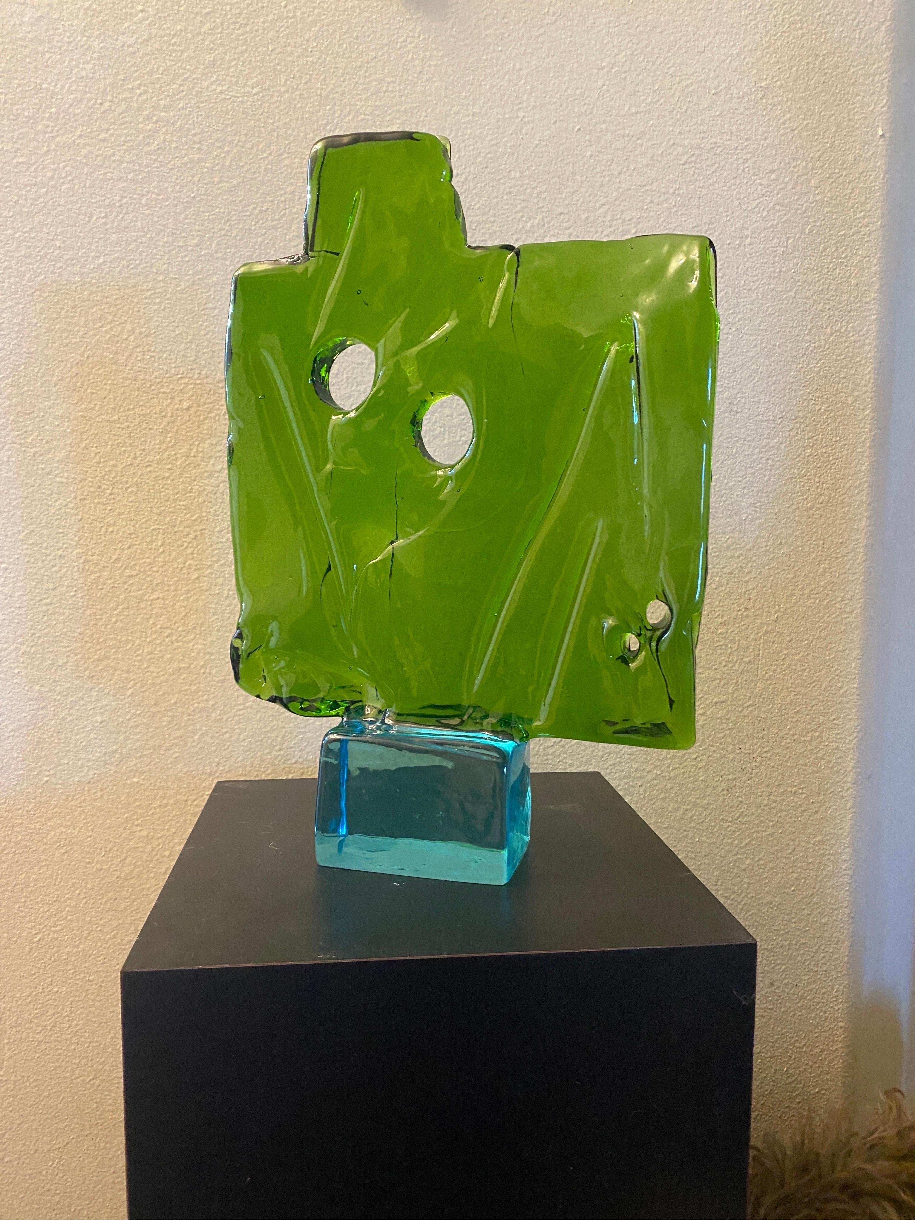 Italian Brutalist Glass Sculpture by Luciano Gaspari for Salviati Murano 4