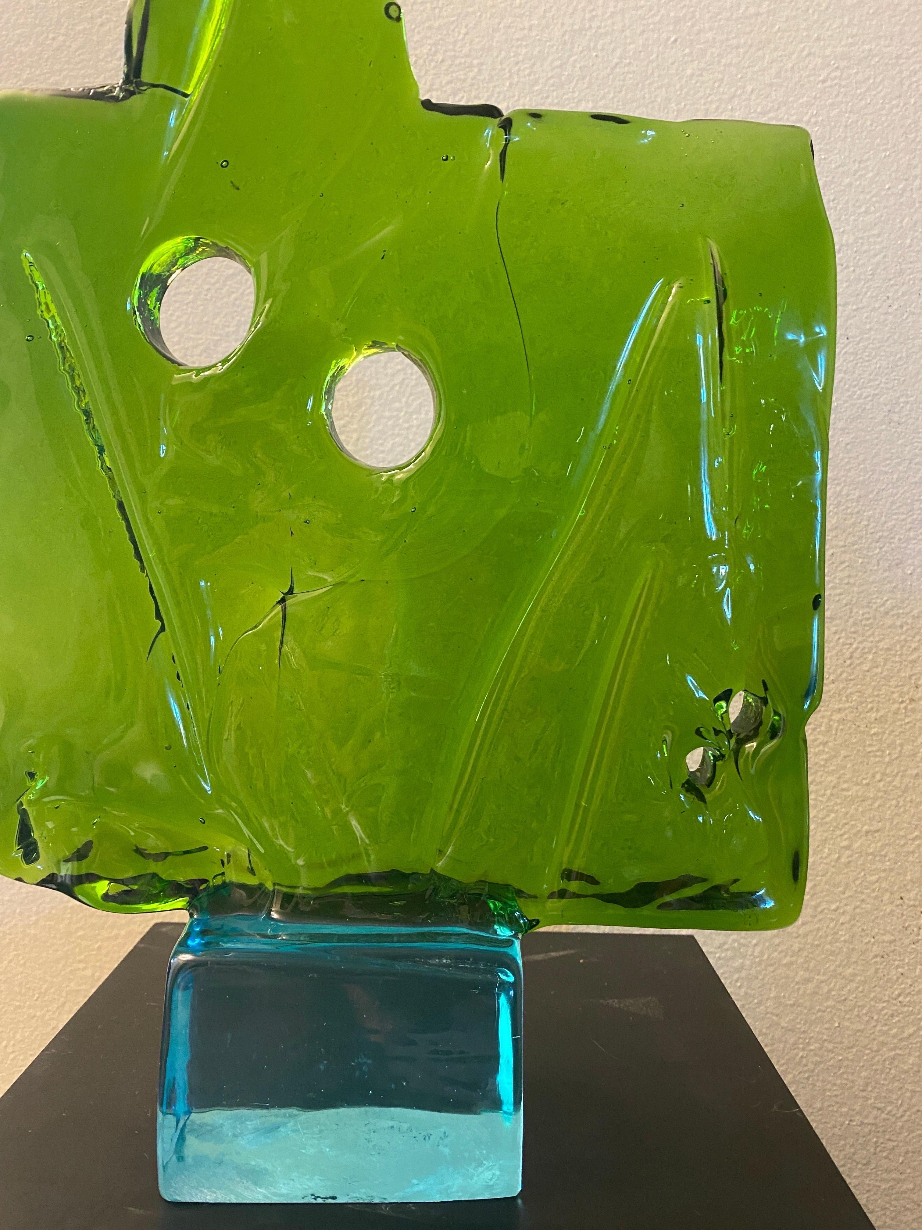 Italian Brutalist Glass Sculpture by Luciano Gaspari for Salviati Murano In Good Condition In Palm Springs, CA