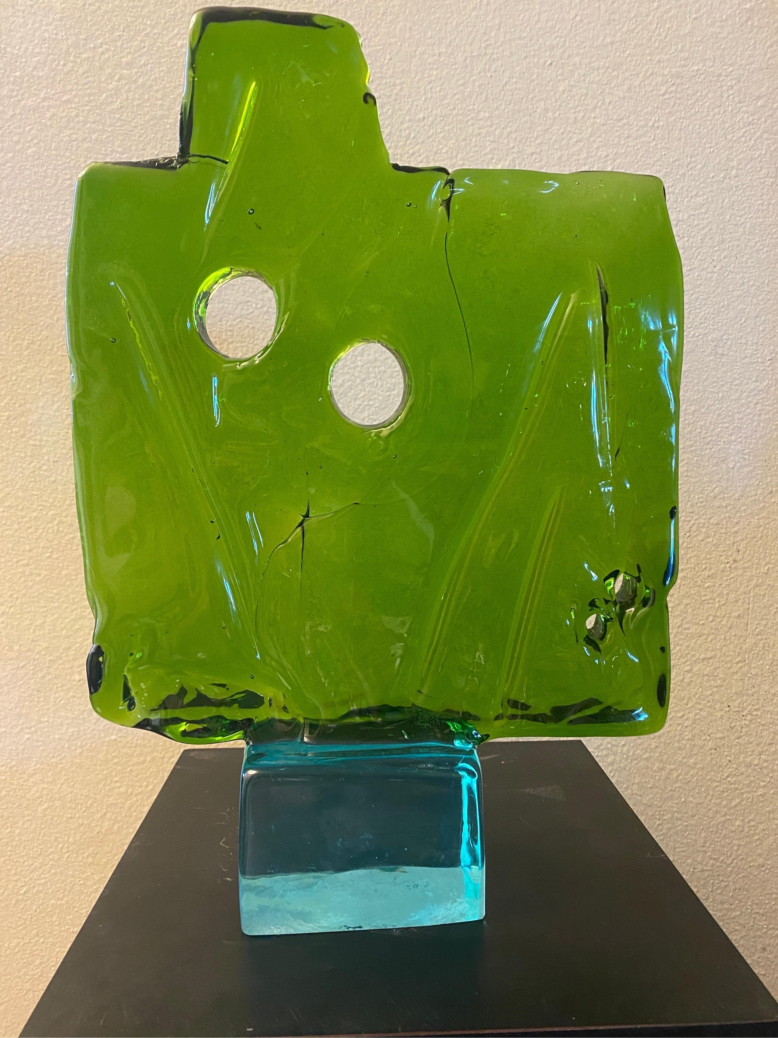 Art Glass Italian Brutalist Glass Sculpture by Luciano Gaspari for Salviati Murano