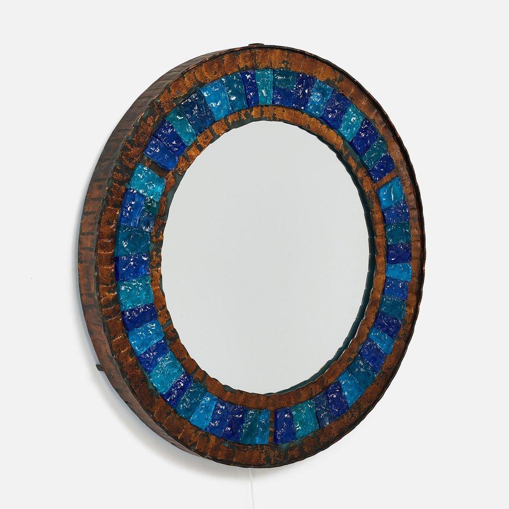 Late 20th Century Italian Brutalist Illuminated Wall Mirror For Sale