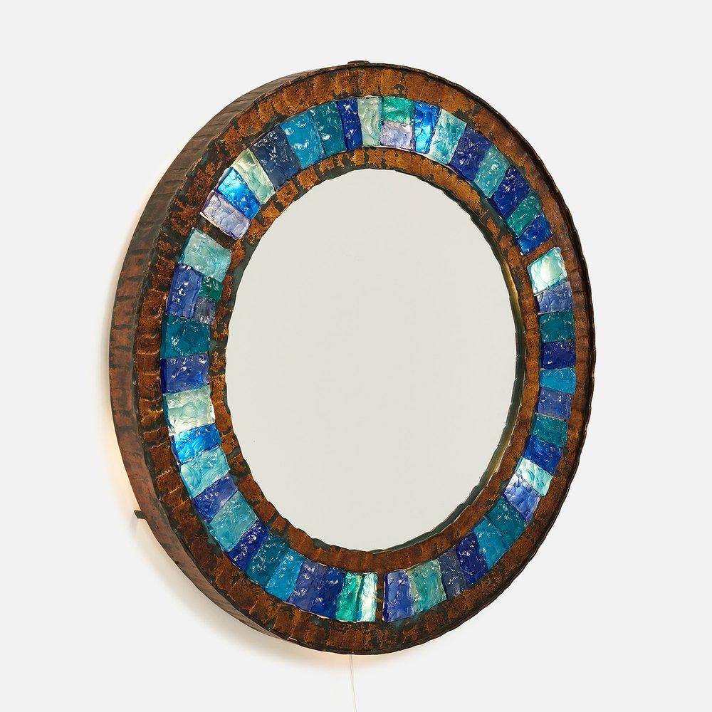 Italian Brutalist Illuminated Wall Mirror For Sale 1