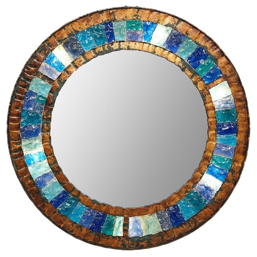 Italian Brutalist Illuminated Wall Mirror For Sale