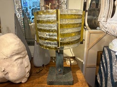 Lámpara Brutalista Italiana De Hierro Y Cristal De Longobard