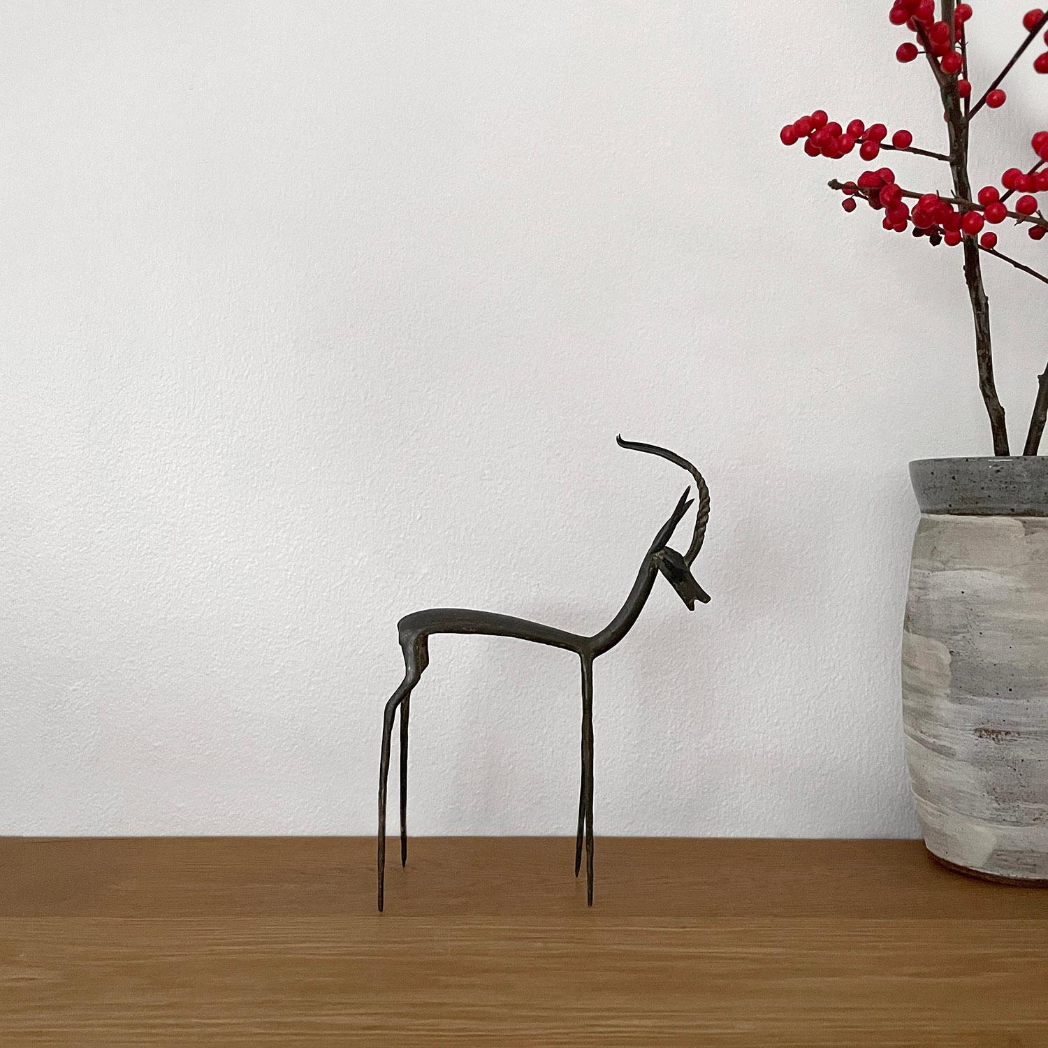 Italian Brutalist Iron Antelope Sculpture  For Sale 1