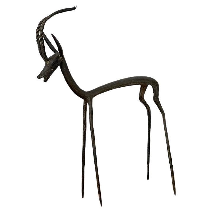 Italian Brutalist Iron Antelope Sculpture  For Sale