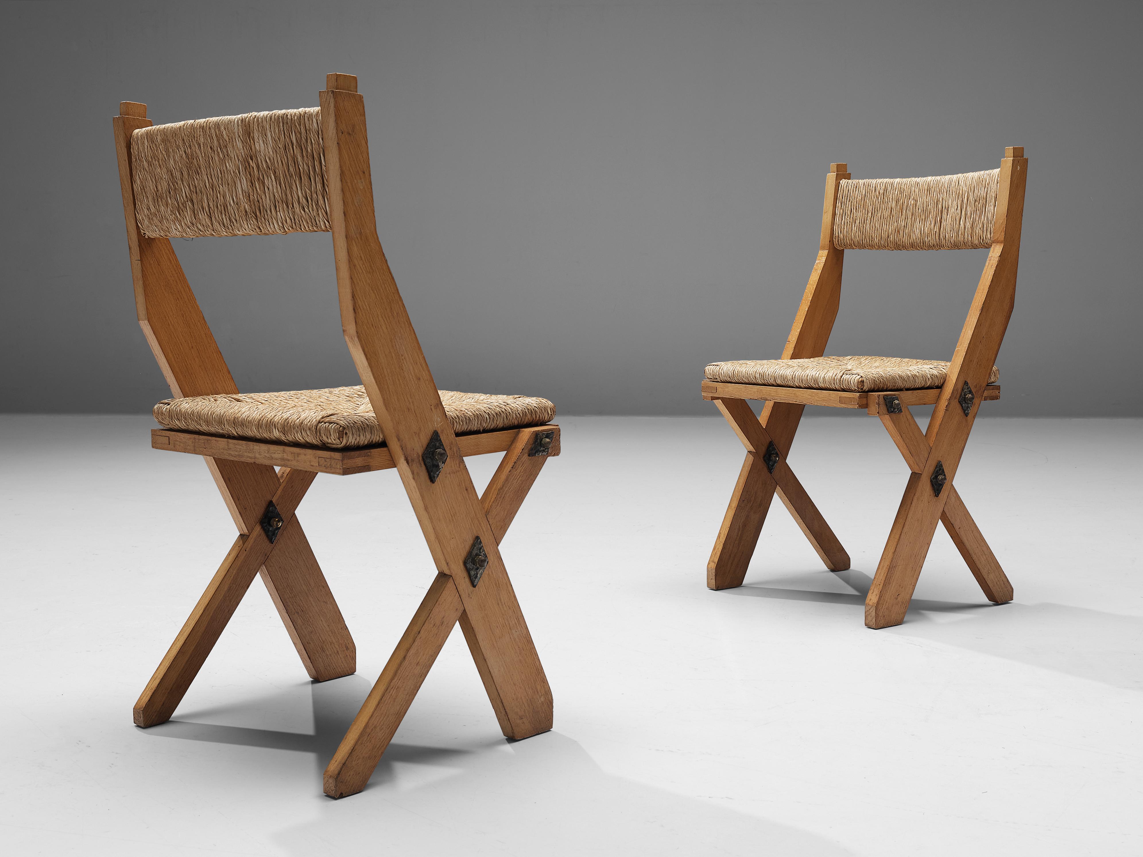 Italian Brutalist Set of Twelve Dining Chairs In Good Condition In Waalwijk, NL