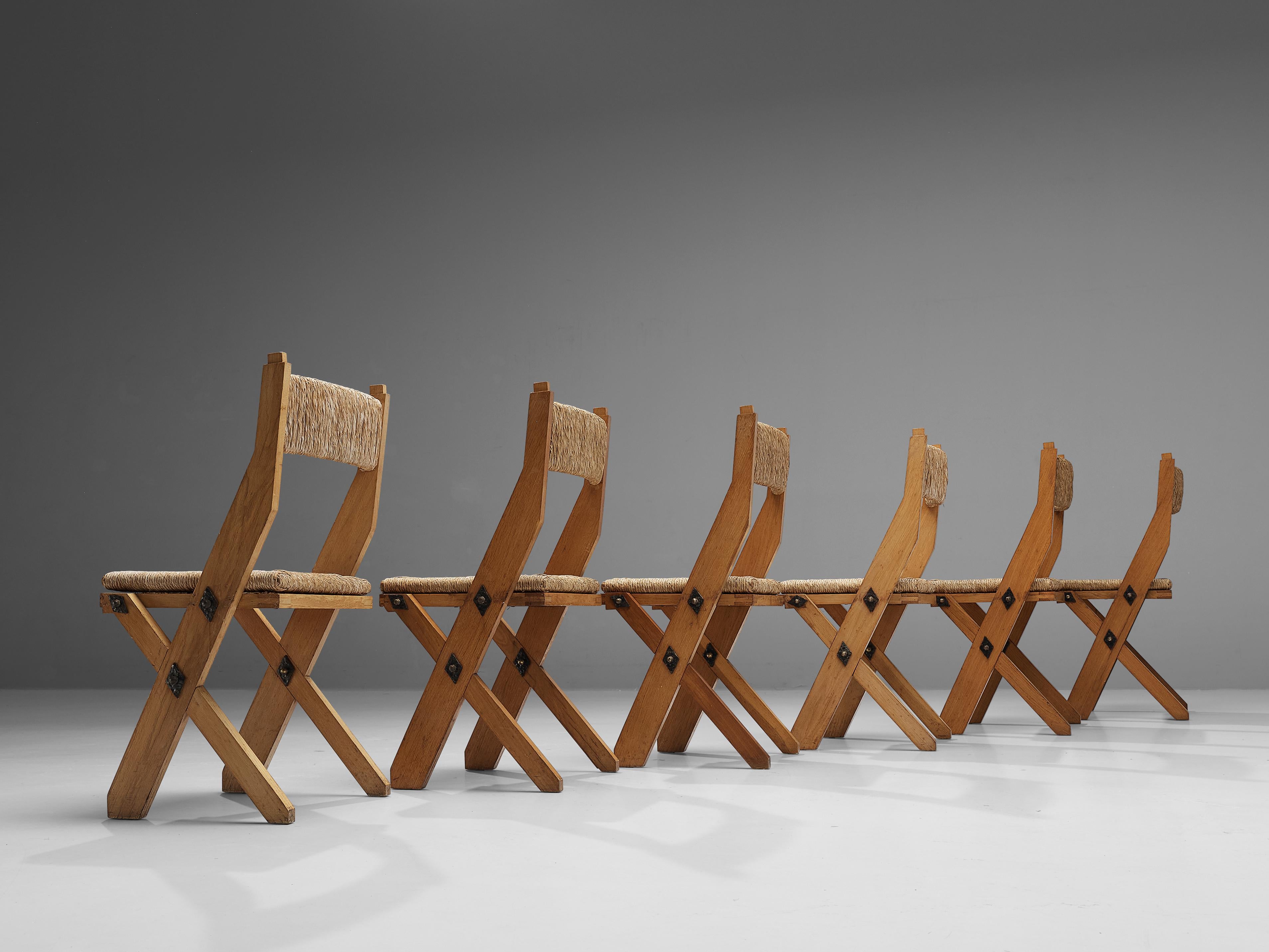 Late 20th Century Italian Brutalist Set of Twelve Dining Chairs