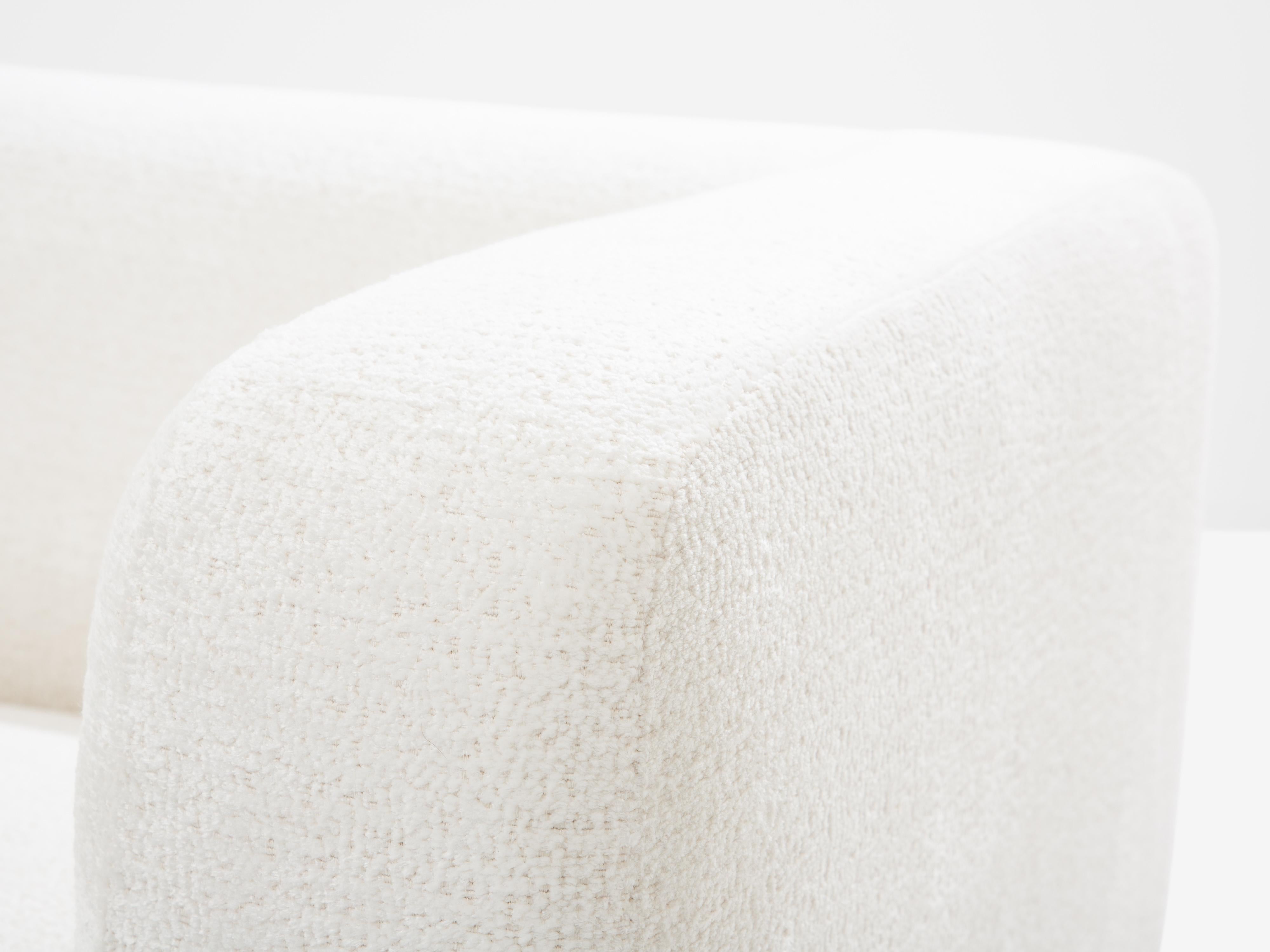 Italian brutalist sofa solid walnut and white chenille velvet 1960s For Sale 1