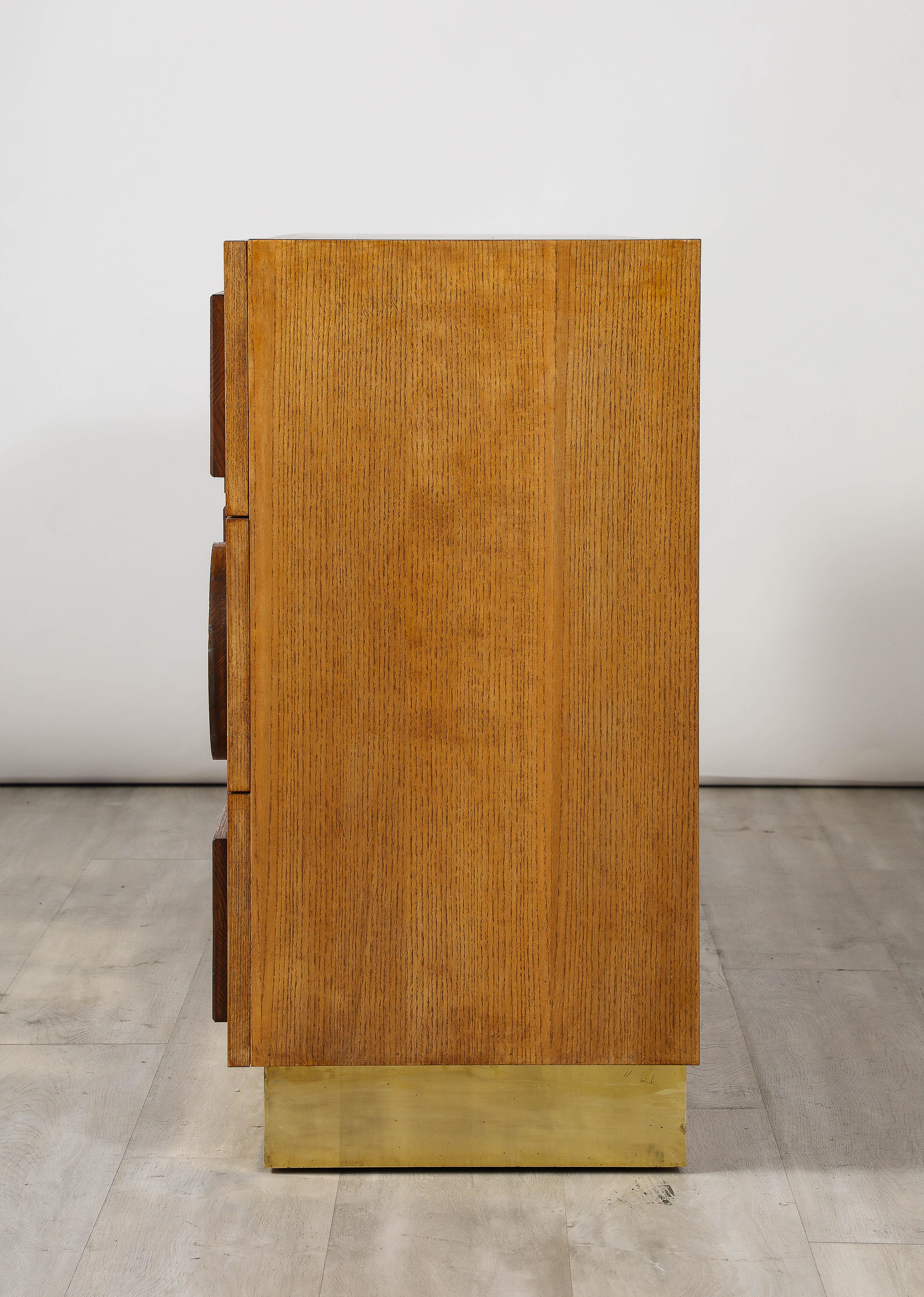 Commode in stile brutalista italiano in Wood e ottone in vendita 4