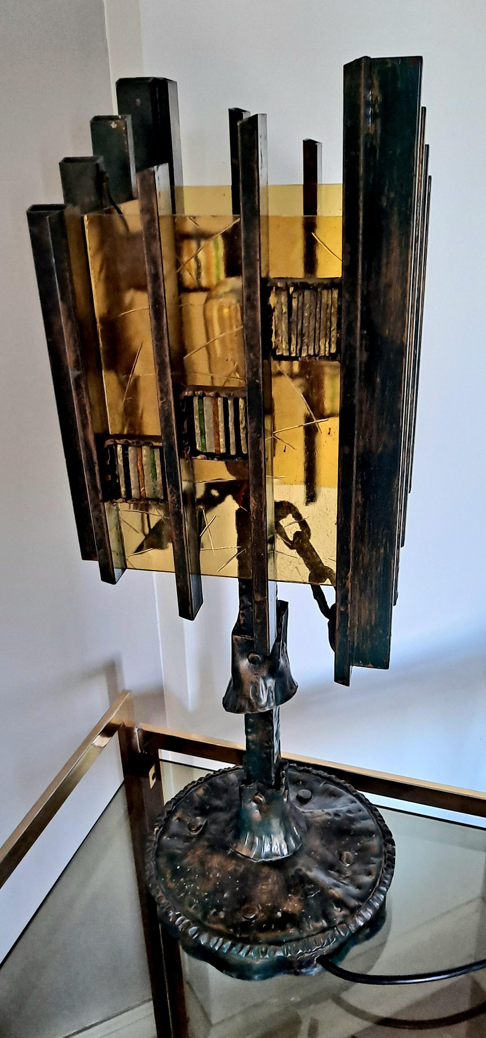 Italian Brutalist Table Lamp Attributed to Biancardi and Jordan Arte   For Sale 1