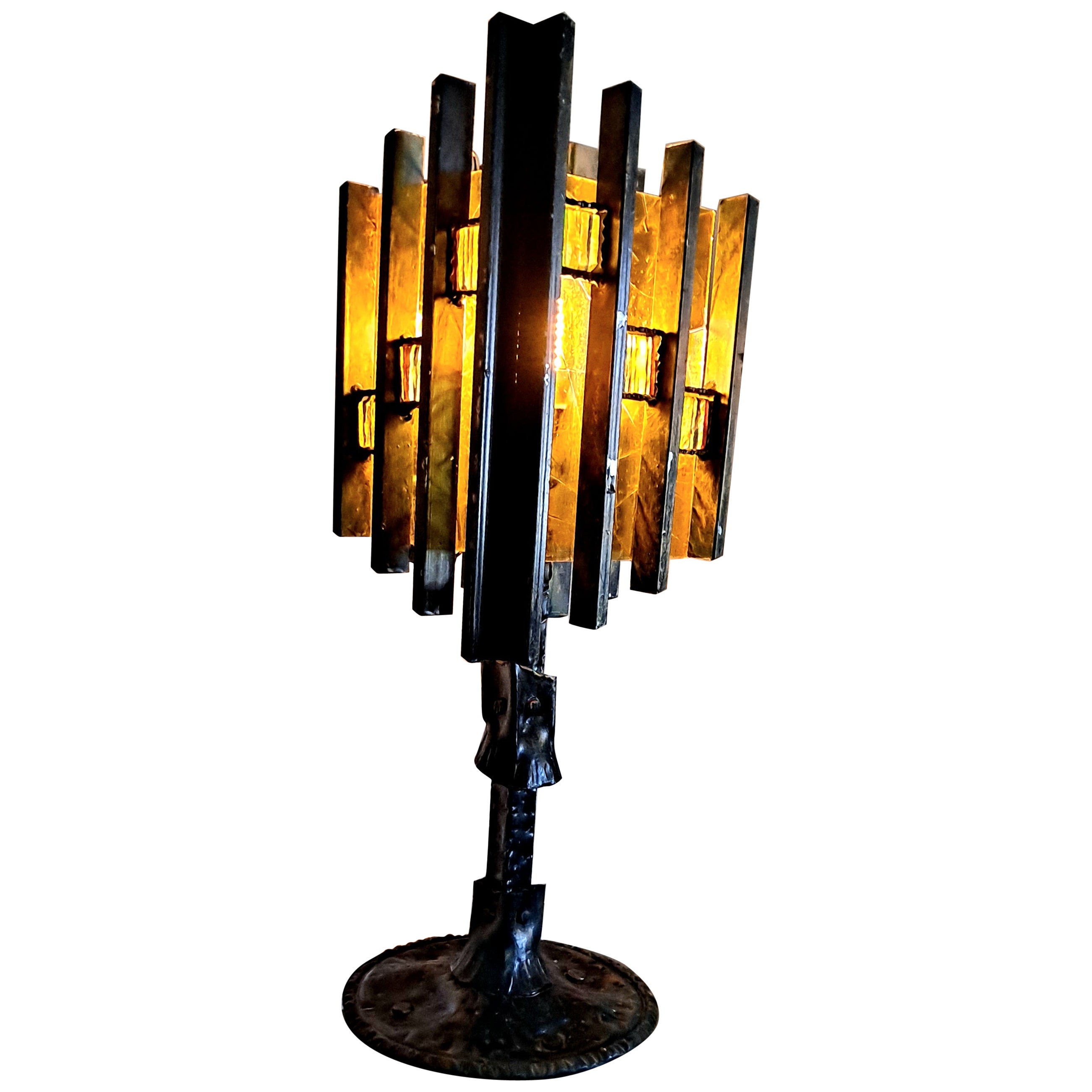 Lampe de table italienne brutaliste attribuée à Biancardi et Jordan Arte en vente