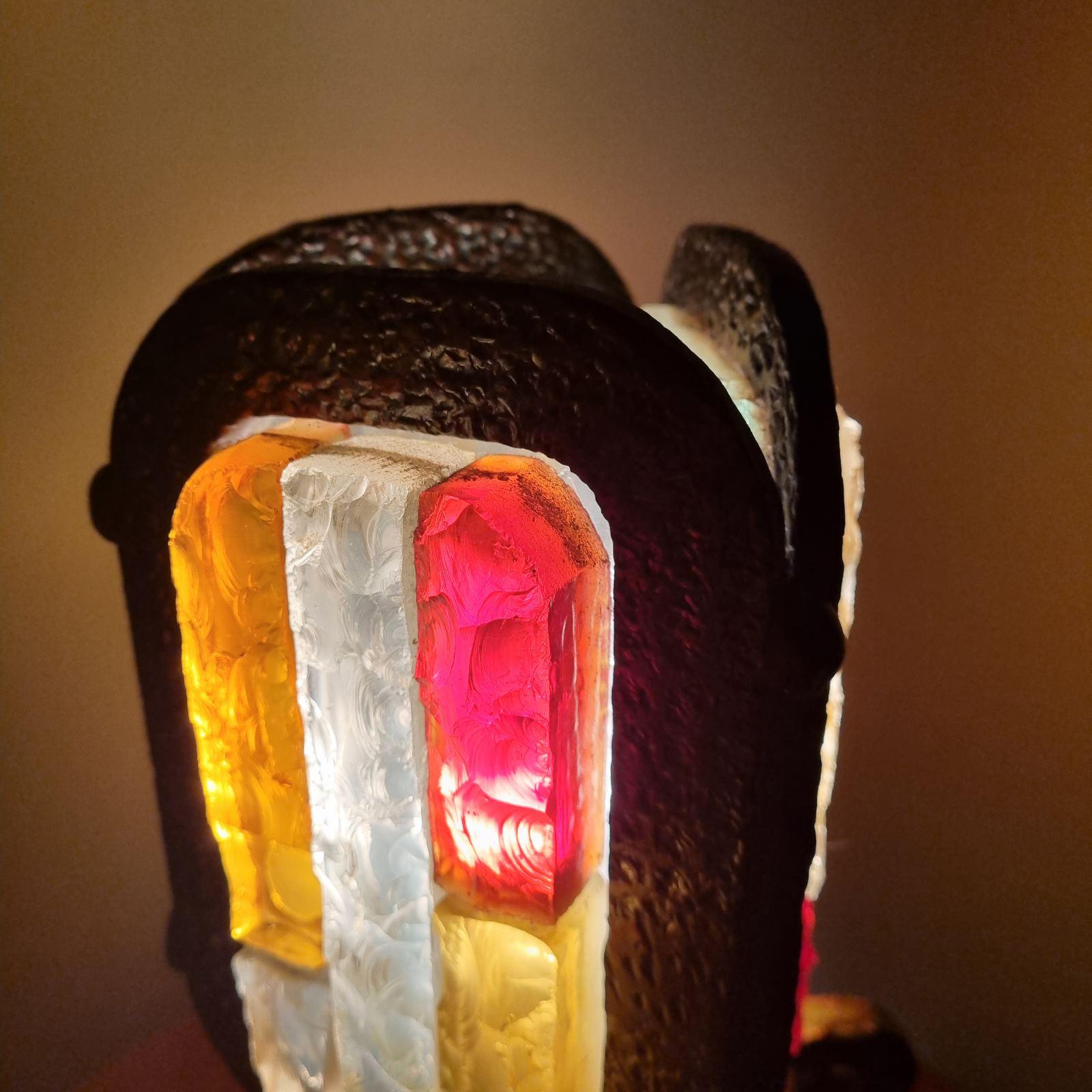 Italian Brutalist Table Lamp by Longobard, Italy 60s For Sale 6