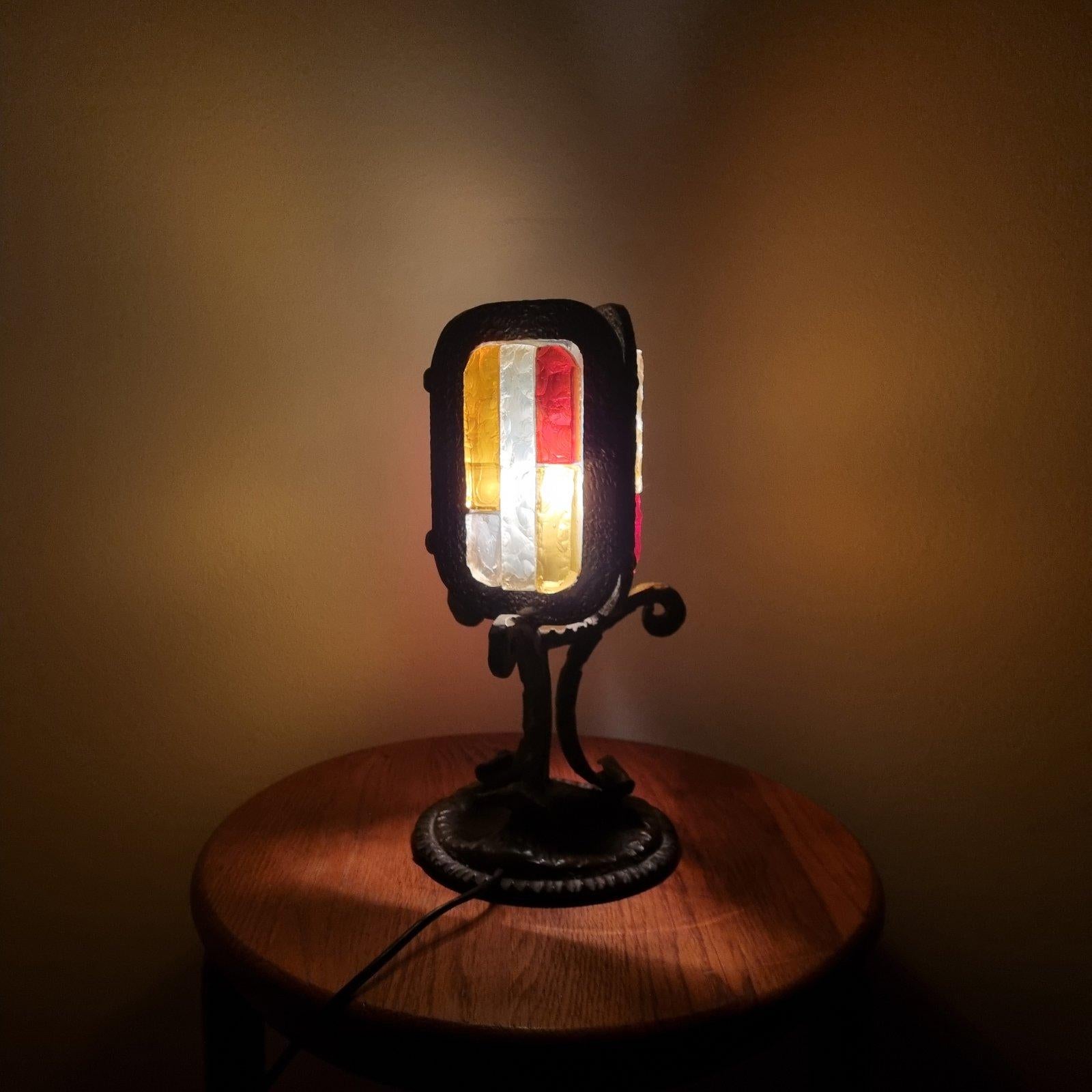 Mid-20th Century Italian Brutalist Table Lamp by Longobard, Italy 60s For Sale