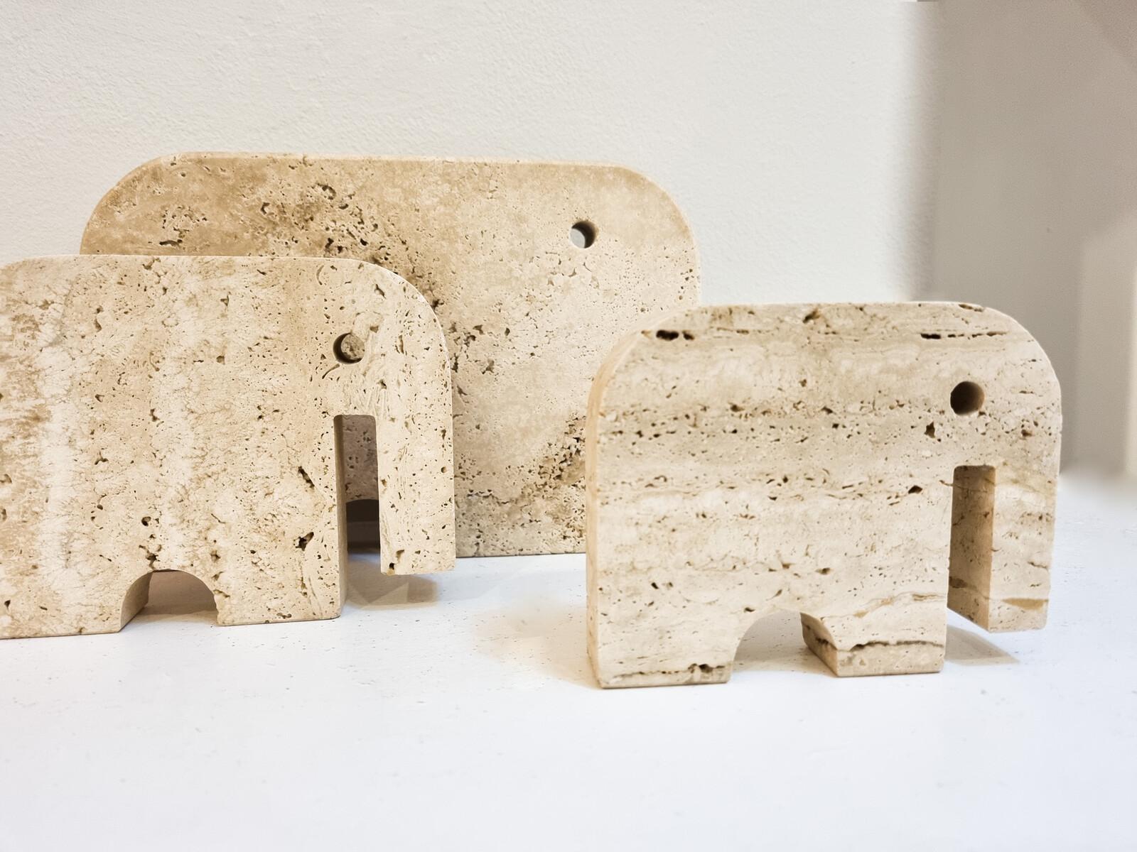 Italian Brutalist Travertine Elephant Sculptures by Fratelli Mannelli, Italy, 1970s
