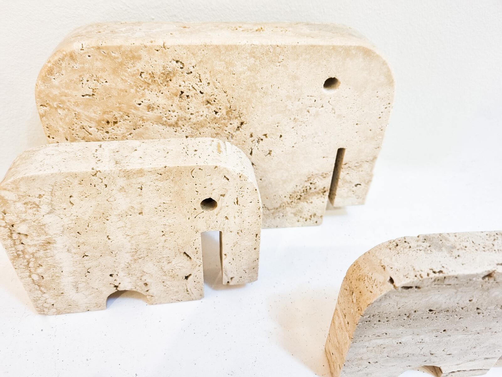 Italian Brutalist Travertine Elephant Sculptures by Fratelli Mannelli, Italy 1