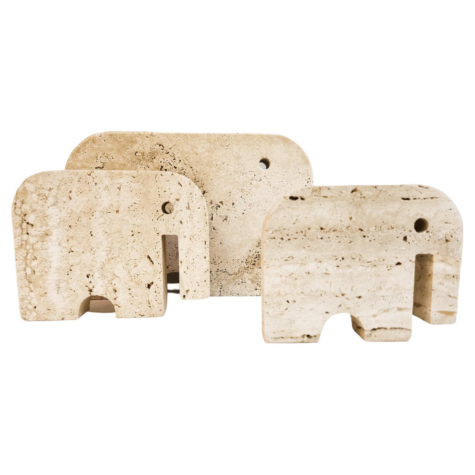 Italian Brutalist Travertine Elephant Sculptures by Fratelli Mannelli, Italy