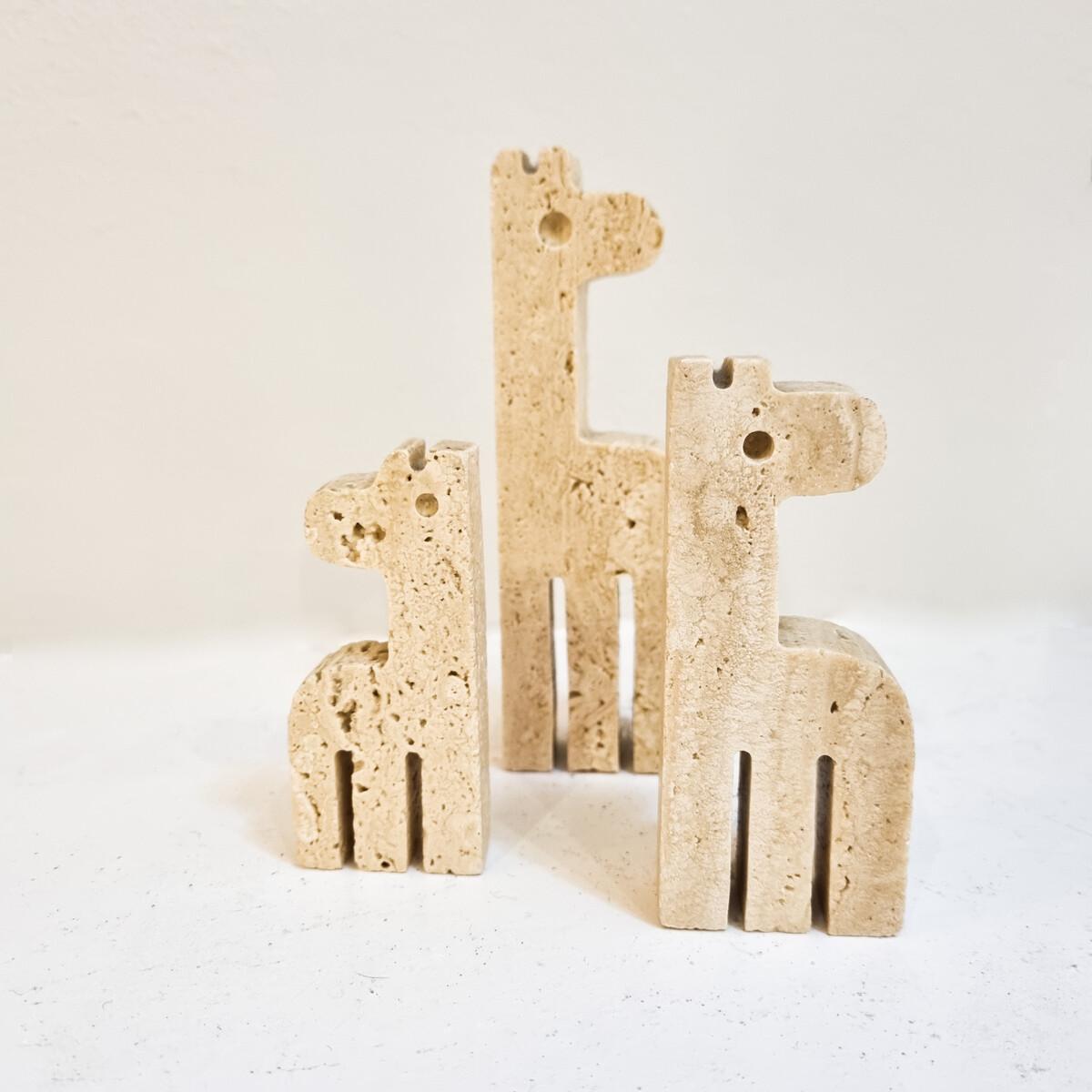 Italian Brutalist Travertine Giraffe Sculptures by Fratelli Mannelli, Italy, 1970s.