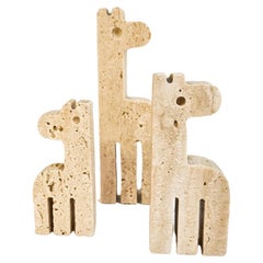 Italian Brutalist Travertine Giraffe Sculptures by Fratelli Mannelli Italy, 1970