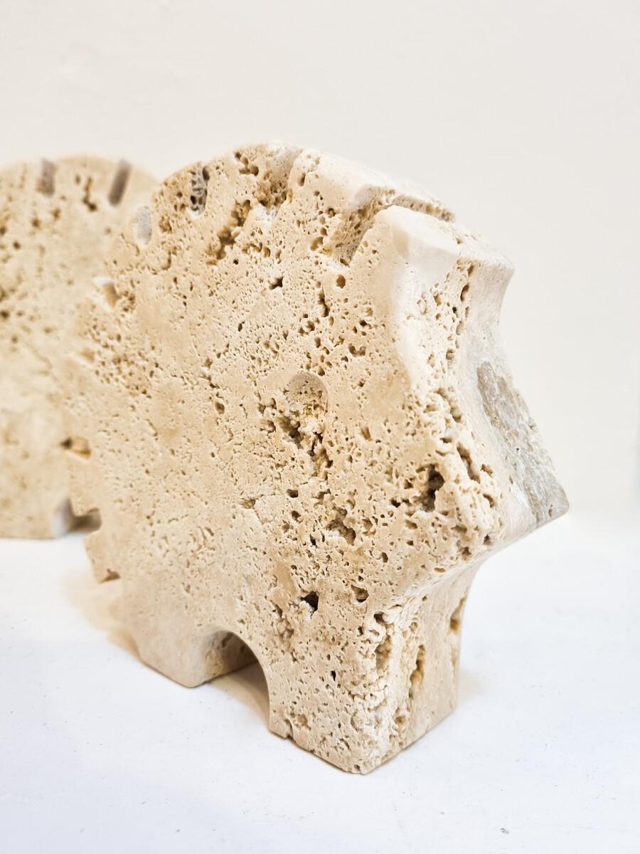 Italian Brutalist Travertine Hedgehog Sculptures by Fratelli Mannelli, Italy For Sale 2