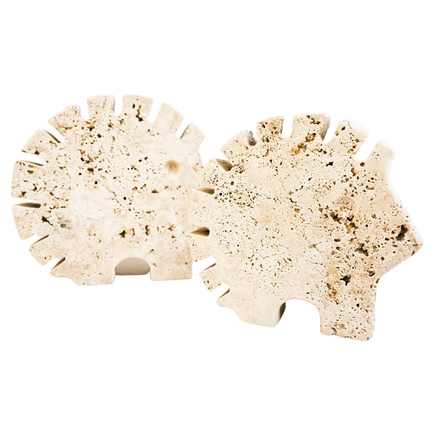 Italian Brutalist Travertine Hedgehog Sculptures by Fratelli Mannelli, Italy For Sale