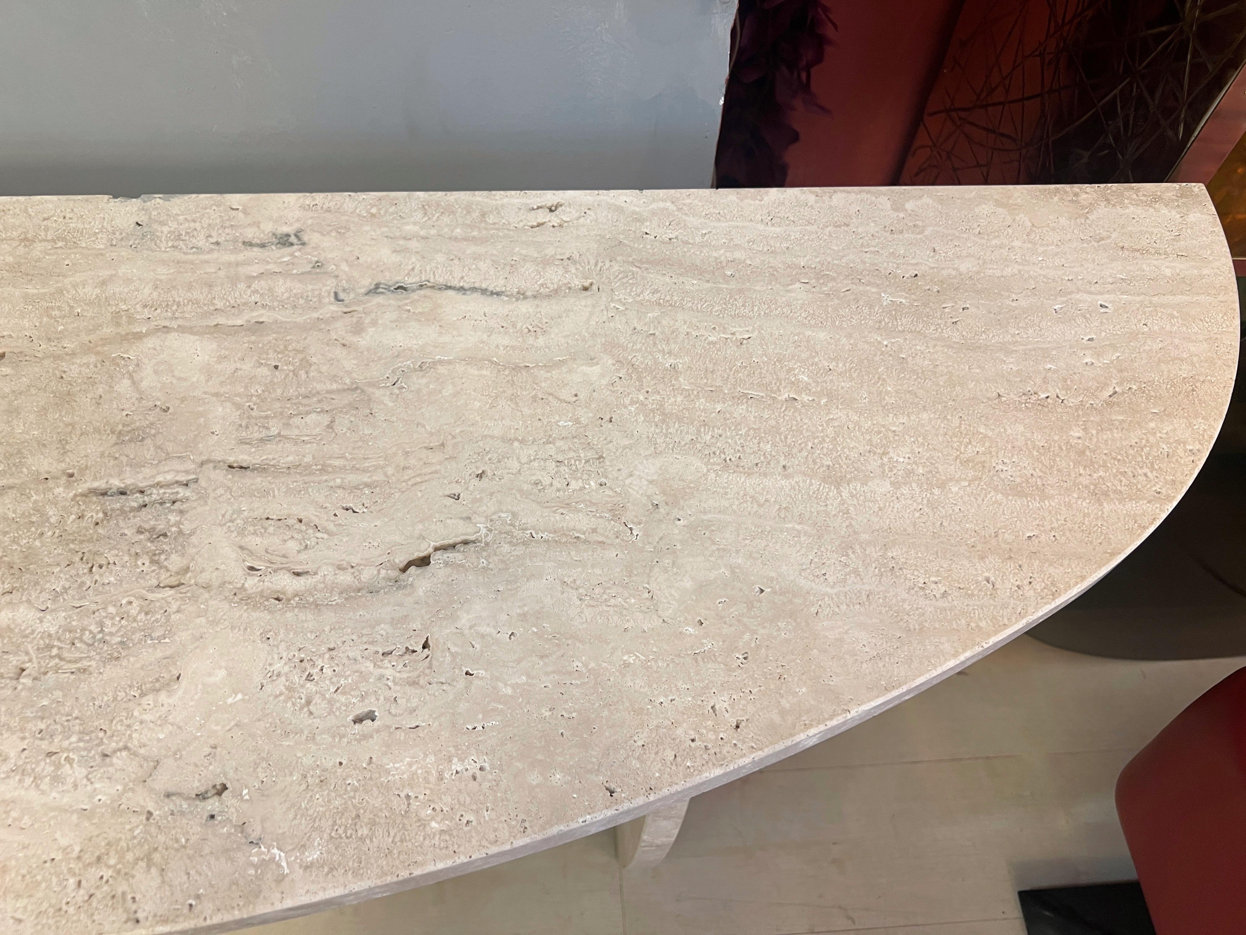 Italian Brutalist Travertine Marble Console Table 1980 For Sale 5
