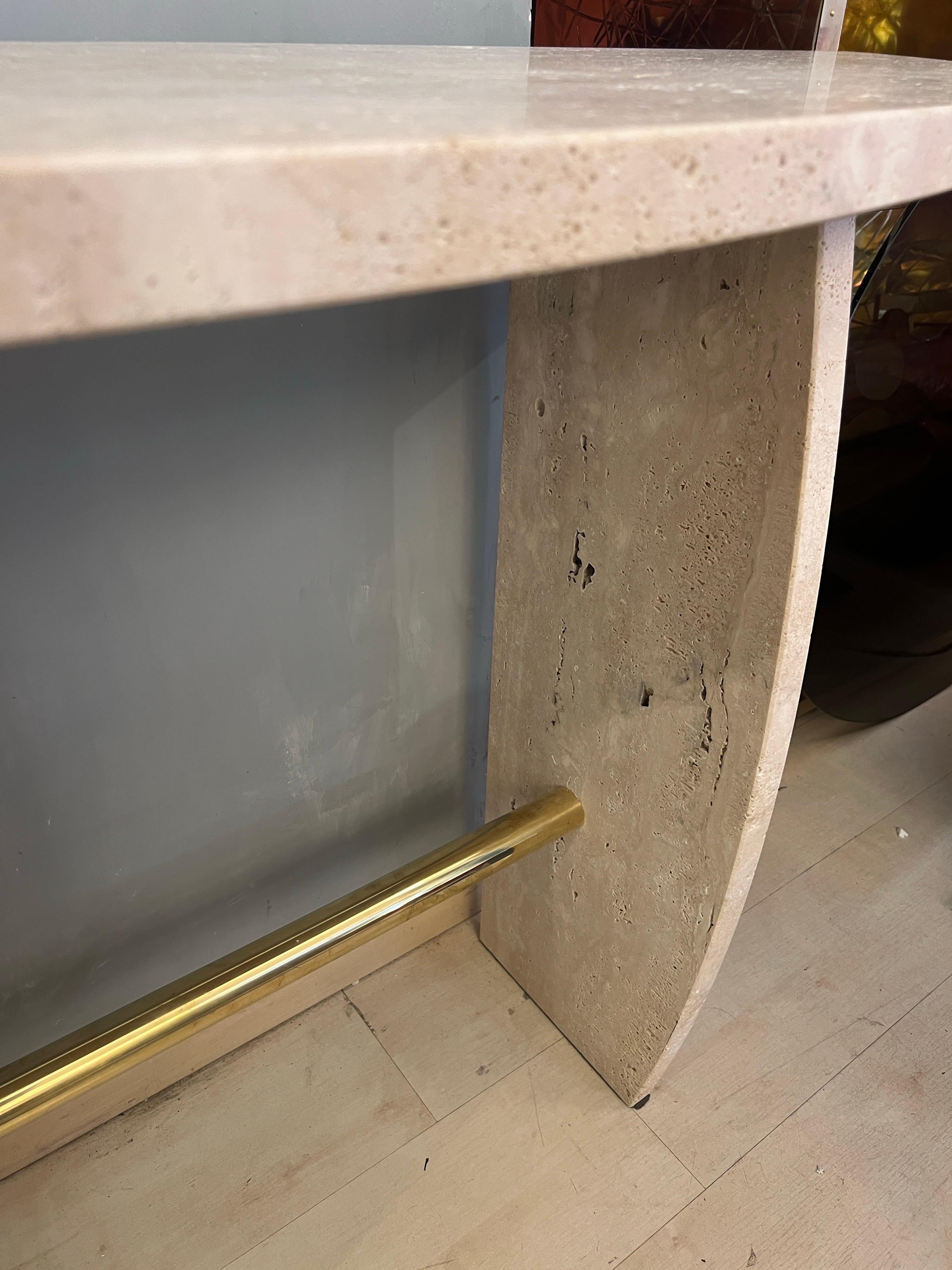 Italian Brutalist Travertine Marble Console Table 1980 For Sale 10