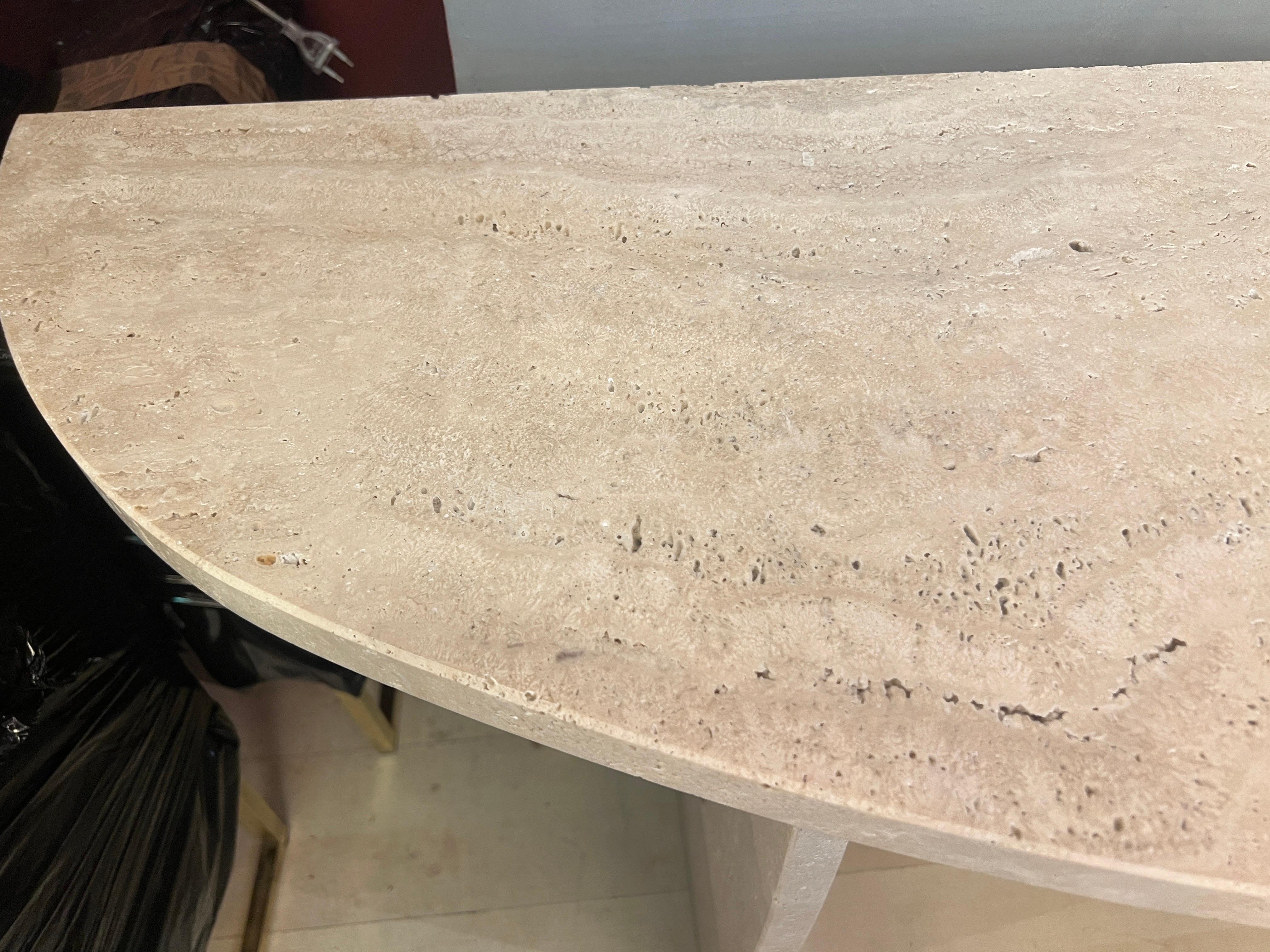 Italian Brutalist Travertine Marble Console Table 1980 For Sale 11