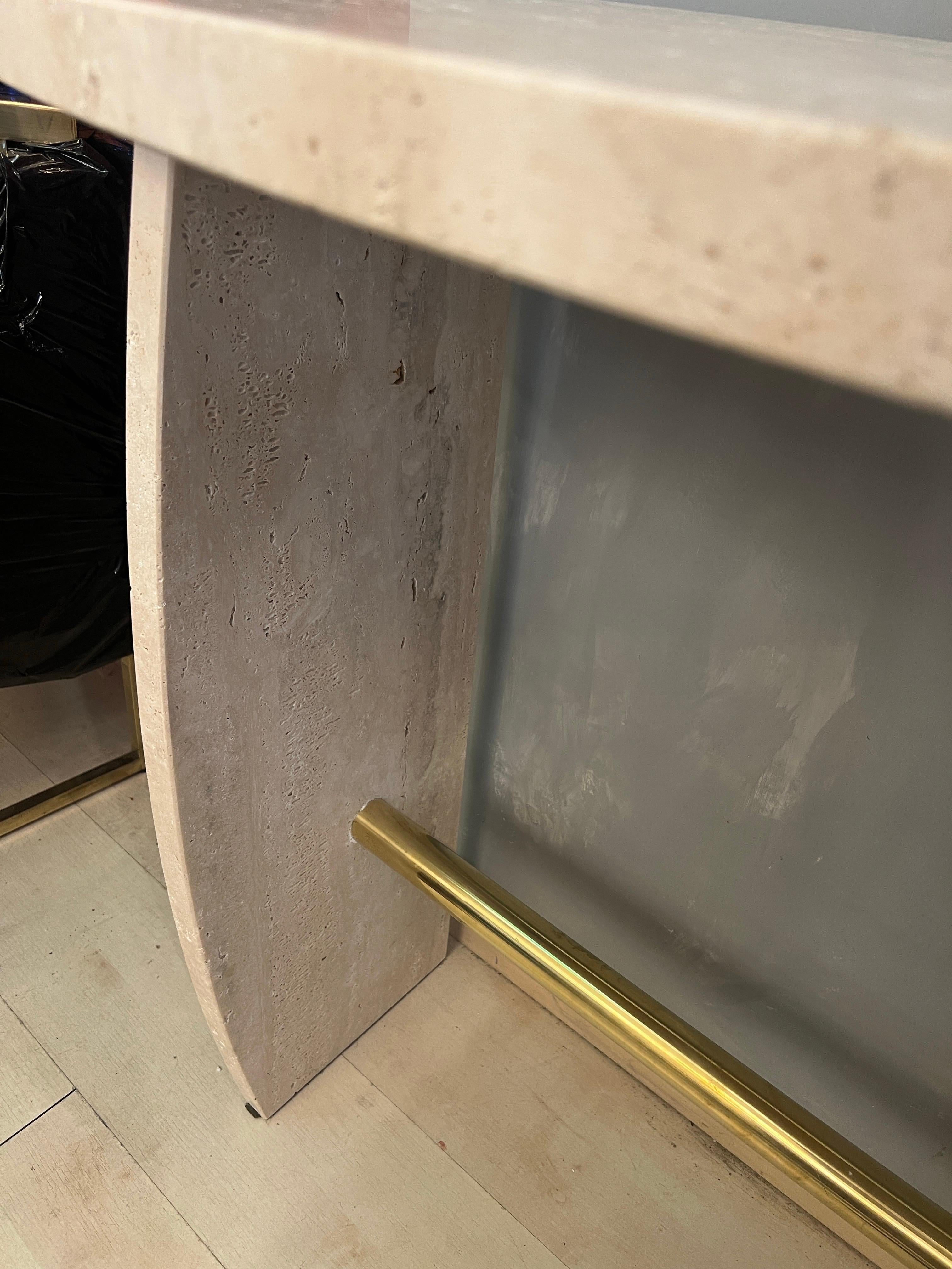 Italian Brutalist Travertine Marble Console Table 1980 For Sale 13