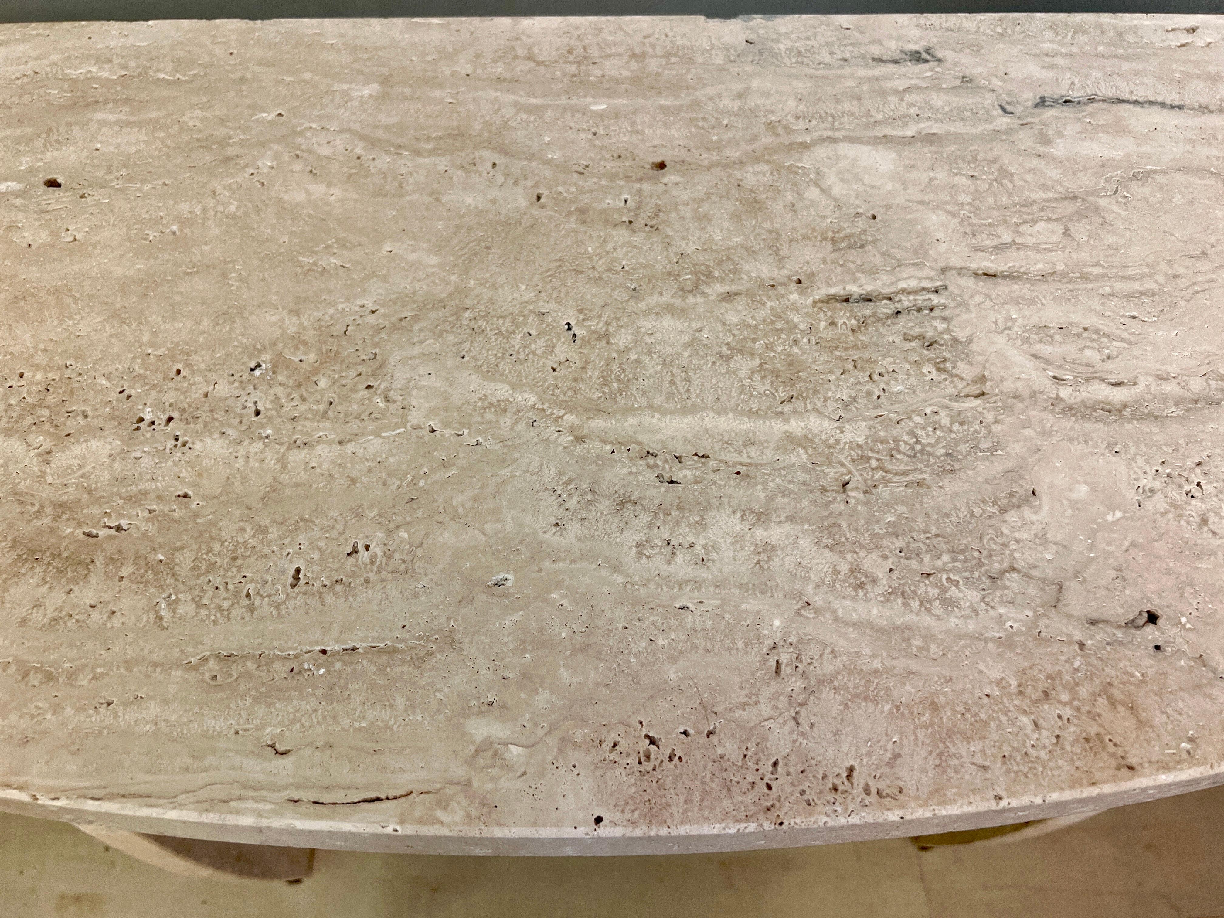 Italian Brutalist Travertine Marble Console Table 1980 For Sale 3