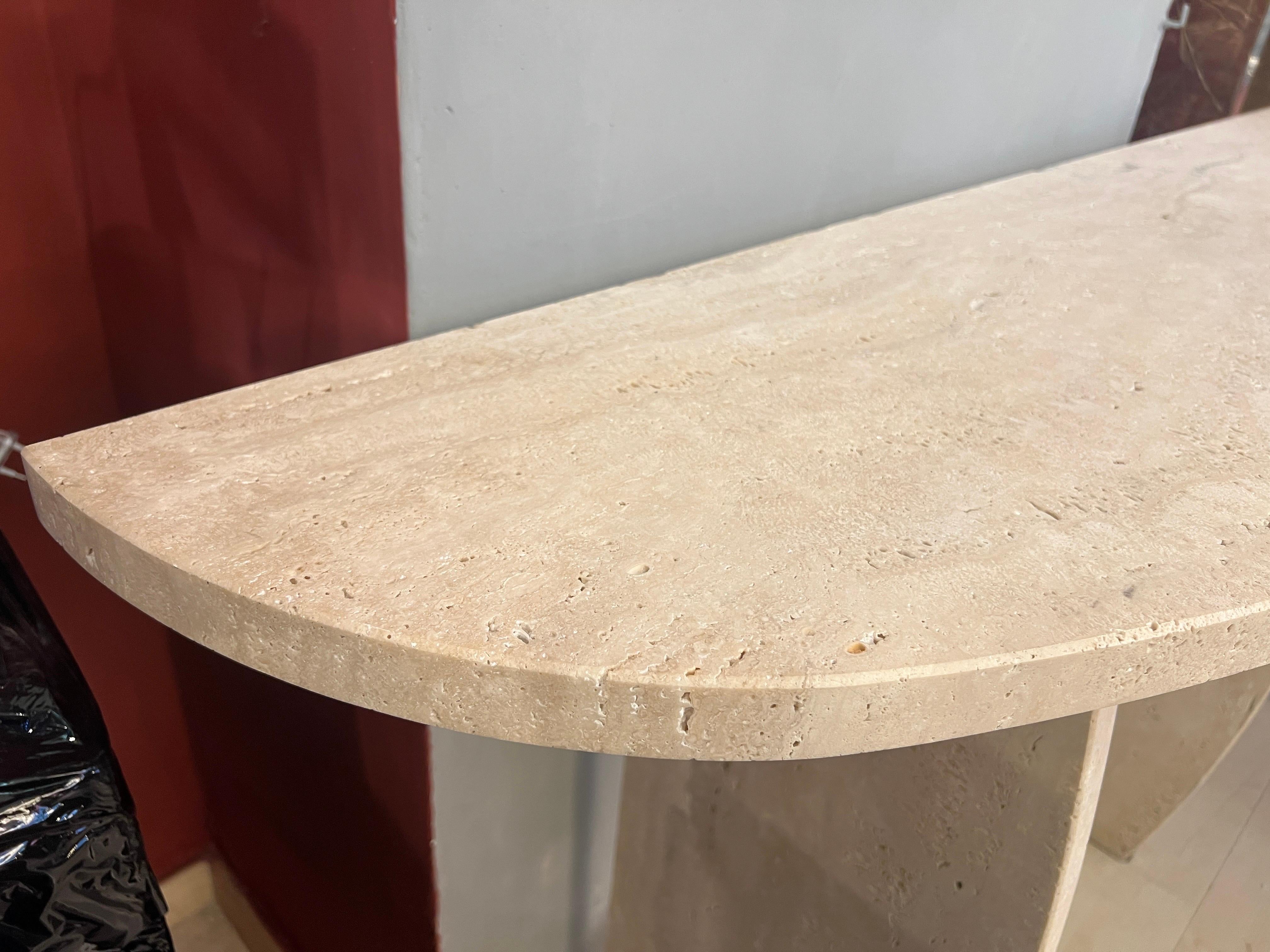 Italian Brutalist Travertine Marble Console Table 1980 For Sale 4