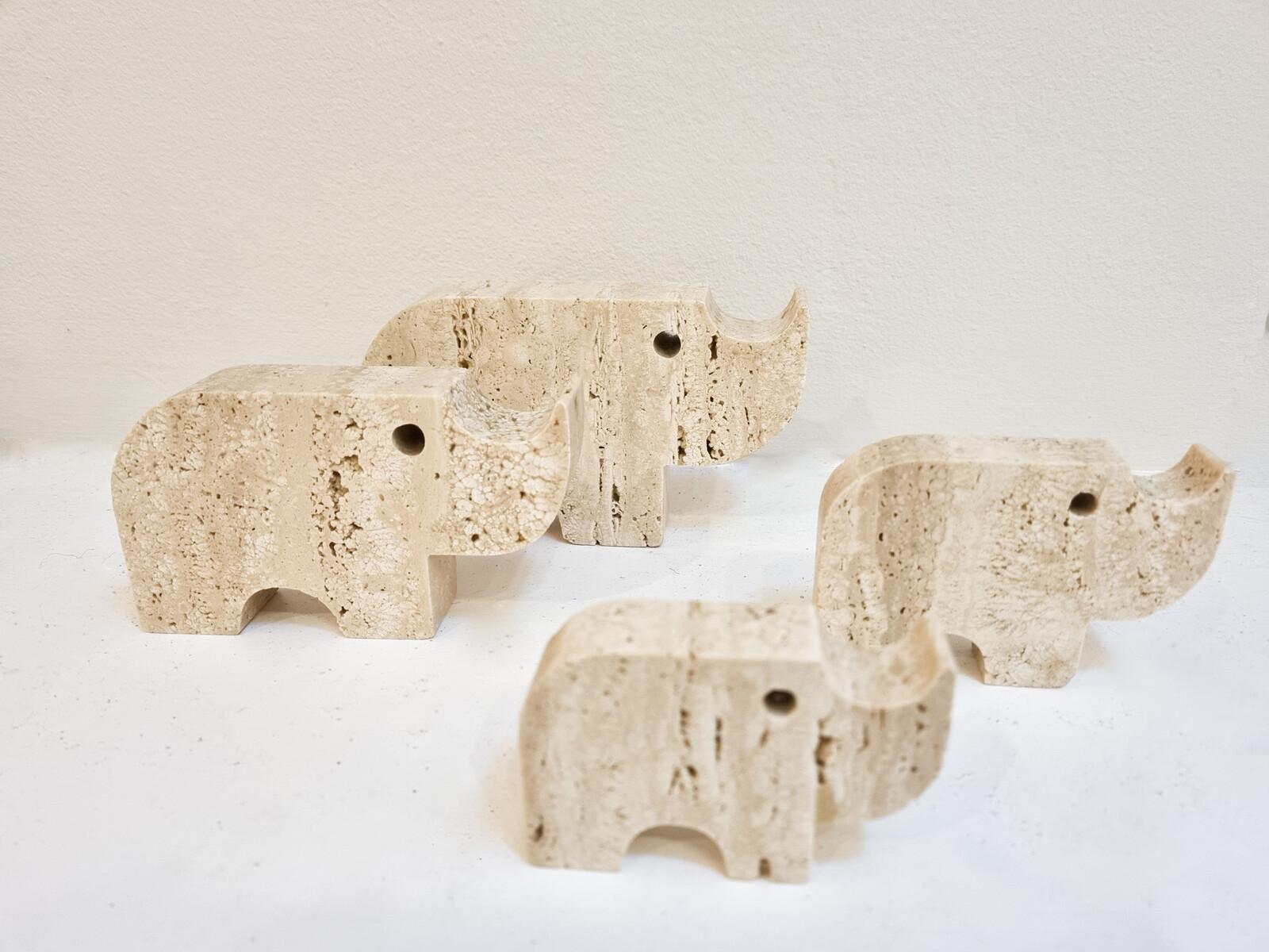 Italian Brutalist Travertine Rhinoceros Sculptures by Fratelli Mannelli, Italy In Good Condition For Sale In Brussels, BE