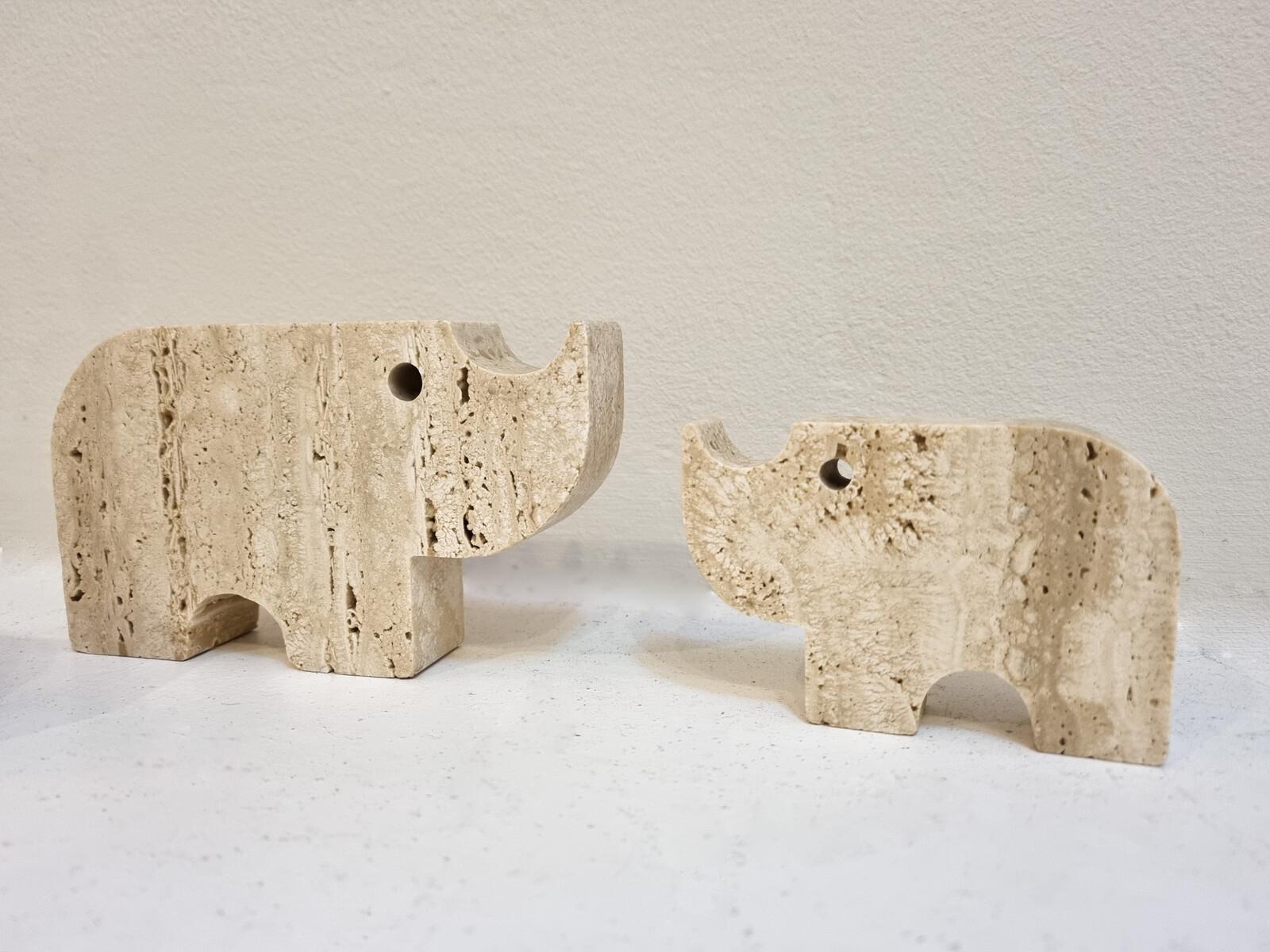 Italian Brutalist Travertine Rhinoceros Sculptures by Fratelli Mannelli, Italy For Sale 2