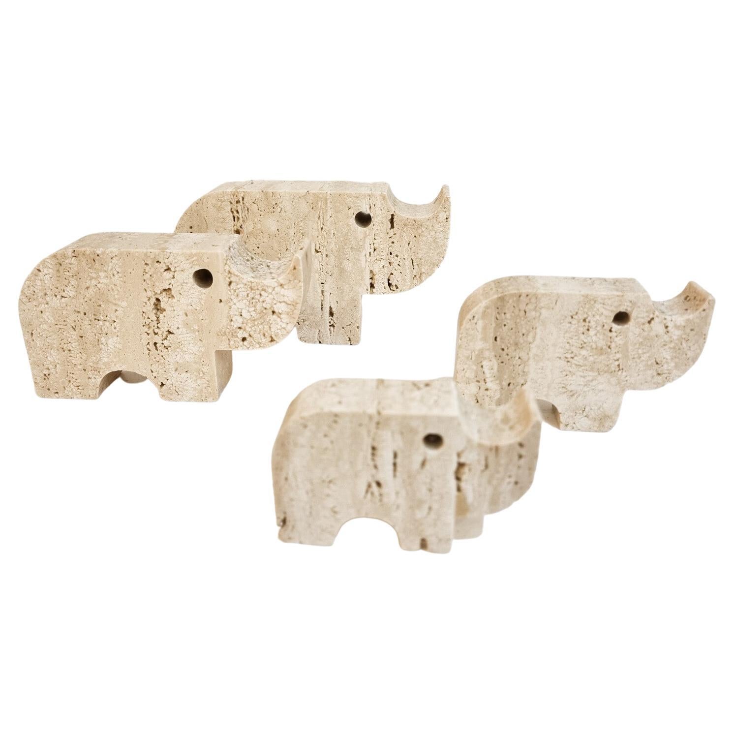 Italian Brutalist Travertine Rhinoceros Sculptures by Fratelli Mannelli, Italy For Sale