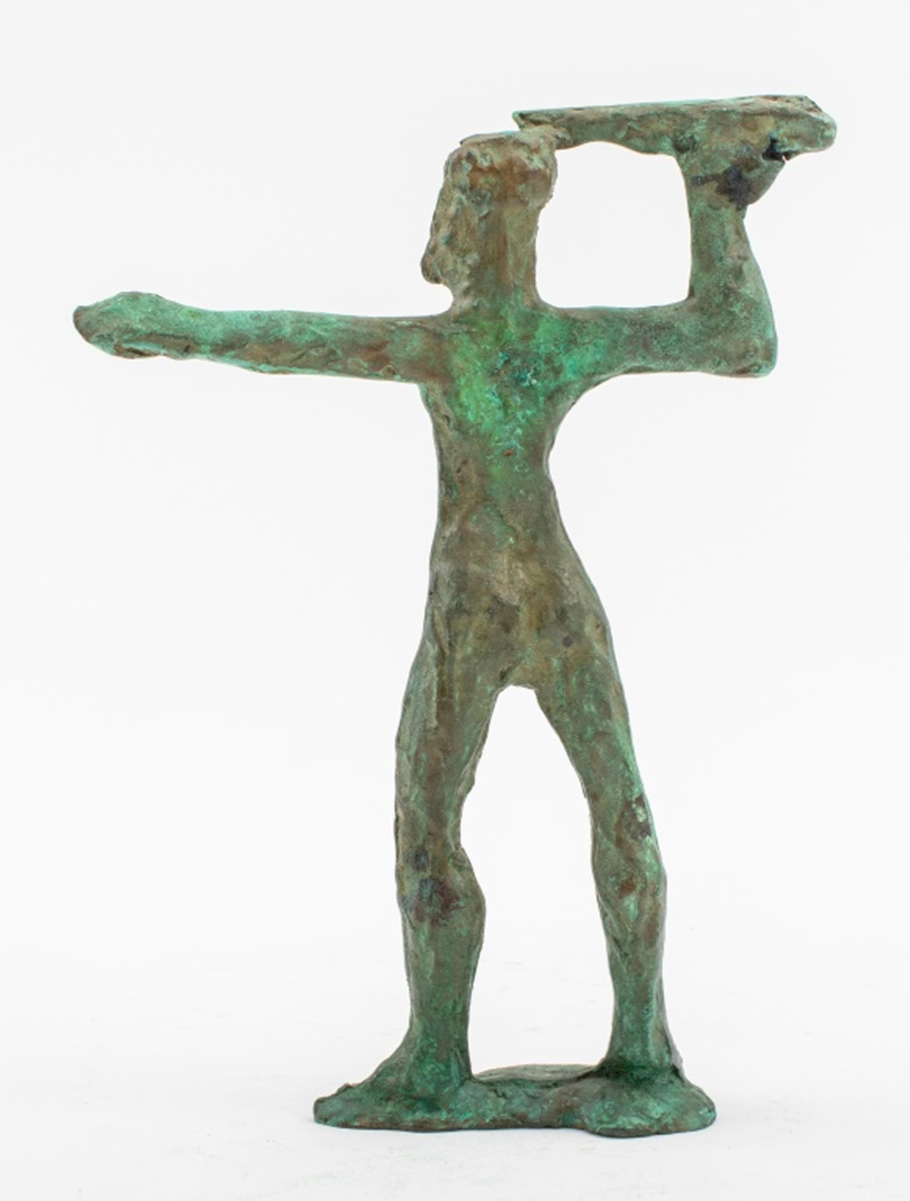 Bronze italien brutaliste vert-de-gris représentant Jupiter Bon état - En vente à New York, NY