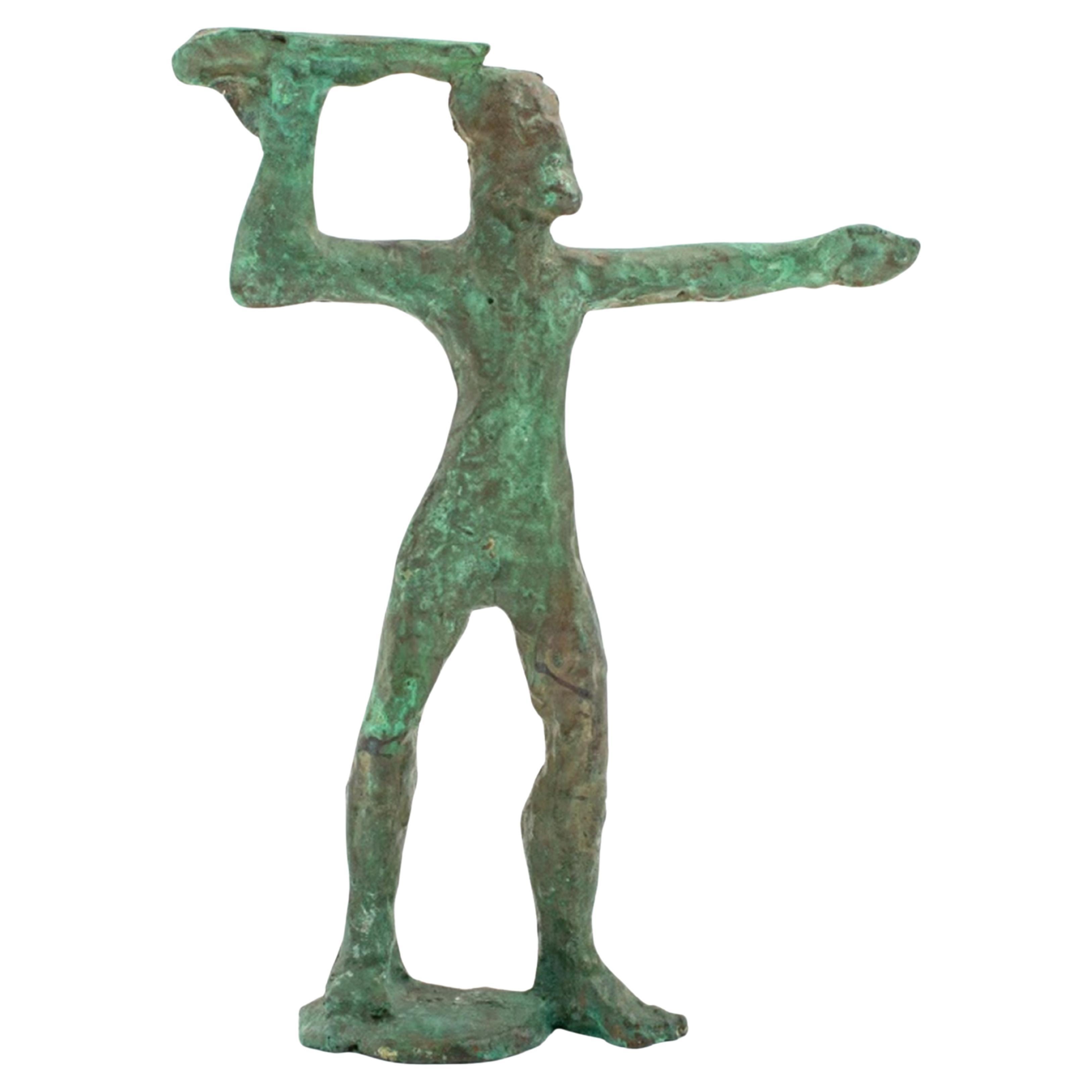 Bronze italien brutaliste vert-de-gris représentant Jupiter en vente
