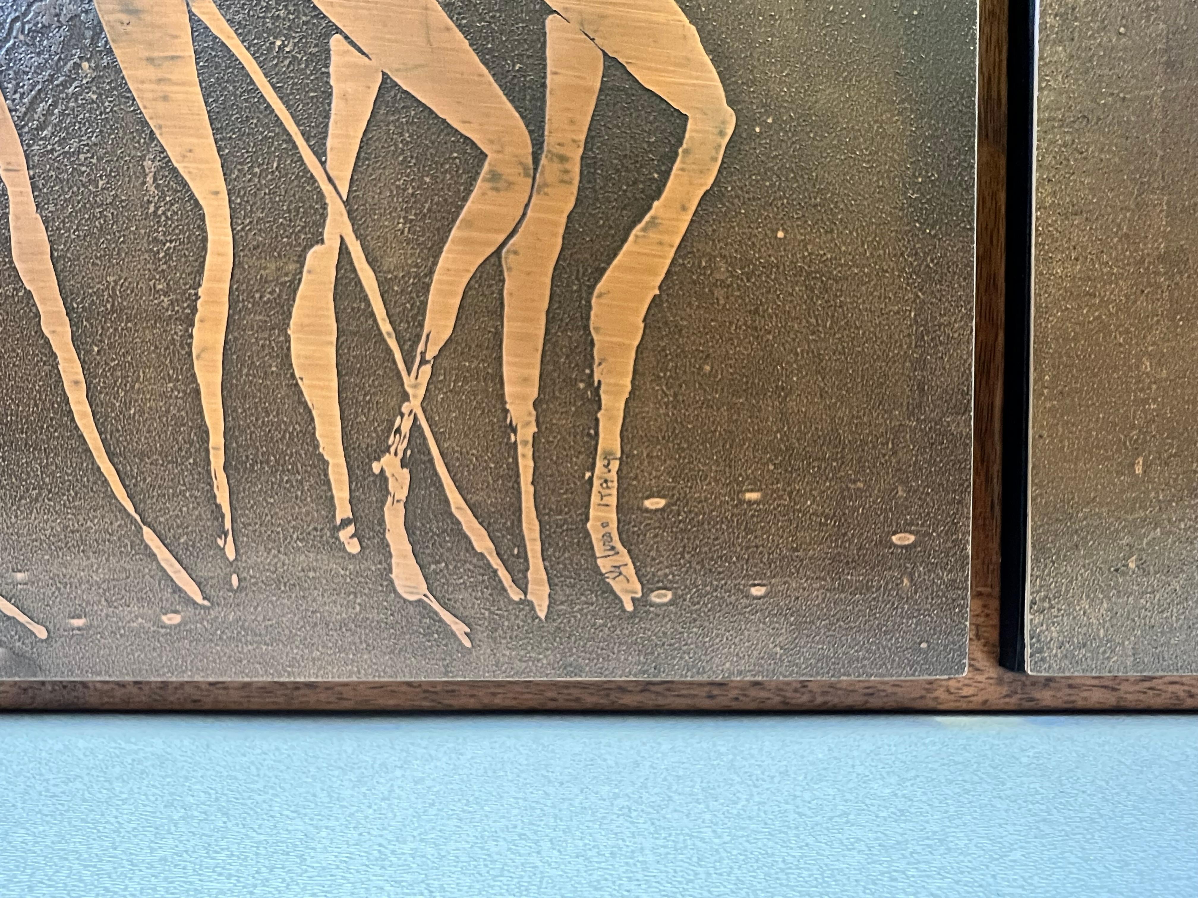 Consola Brutalista Italiana de Nogal y Cobre de G. Urso en venta 1