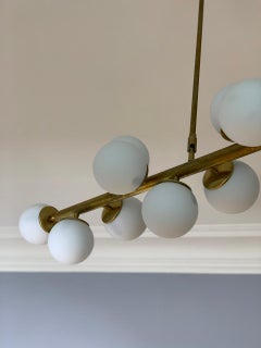 Italian Bubble Ceiling Lamp in Brass & Opal 50s Stilnovo Style