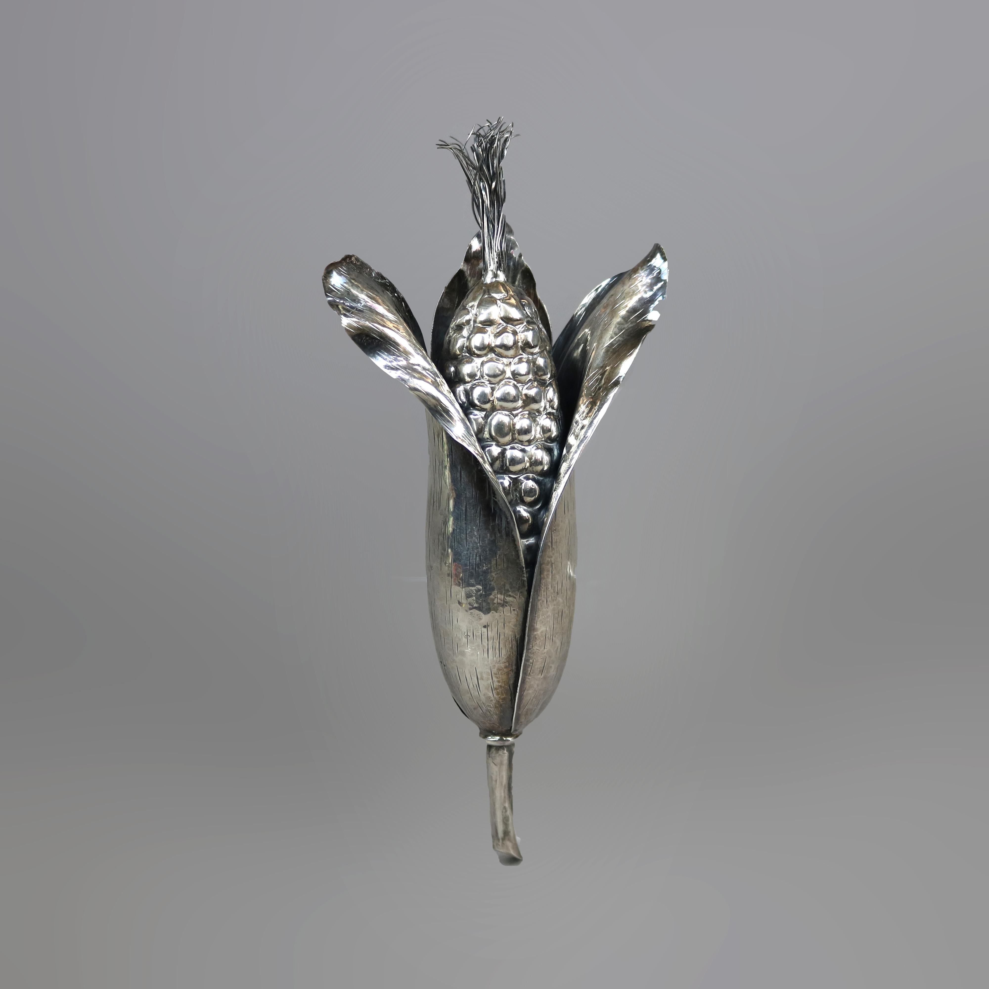 Italian Buccellati Figural Sterling Silver Full Size Corn, 6.74 Toz, c1940 1